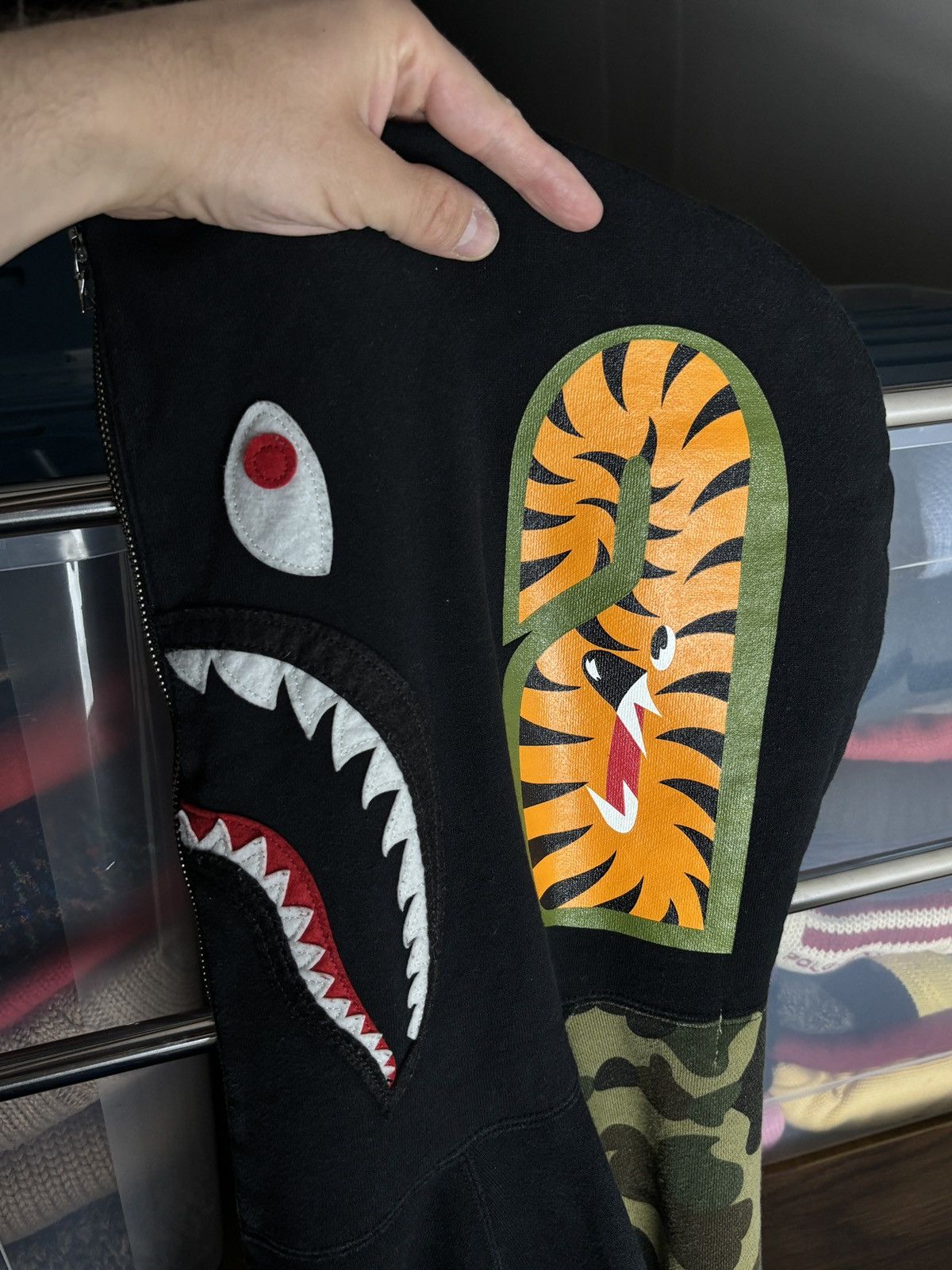 Bape Bape half green camo shark rare hoodie Size US M / EU 48-50 / 2 - 8 Thumbnail