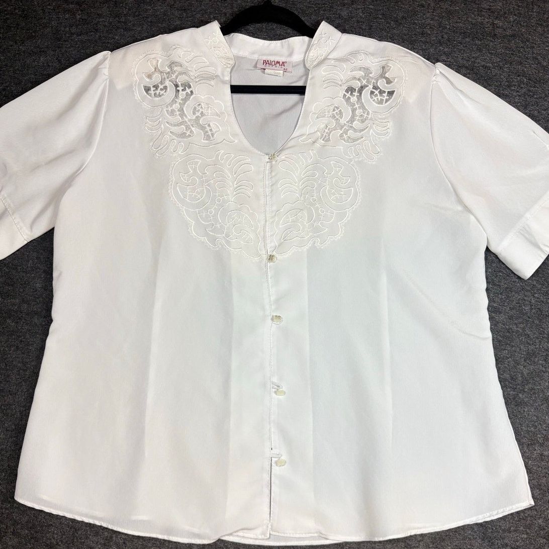 Other Paloma Carmina White Embroidered Blouse Vintage Style #0464 Size M / US 6-8 / IT 42-44 - 1 Thumbnail