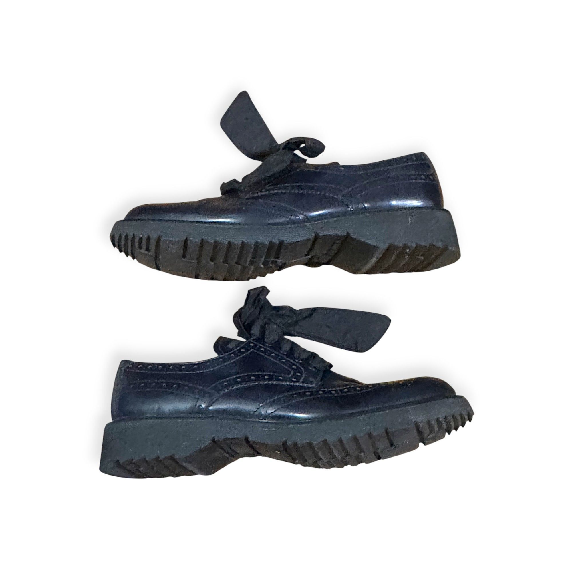 Prada Prada Wingtip Oxford Ribbon Tie Shoes Navy Calf Leather 38.5 Size US 8.5 / IT 38.5 - 6 Thumbnail