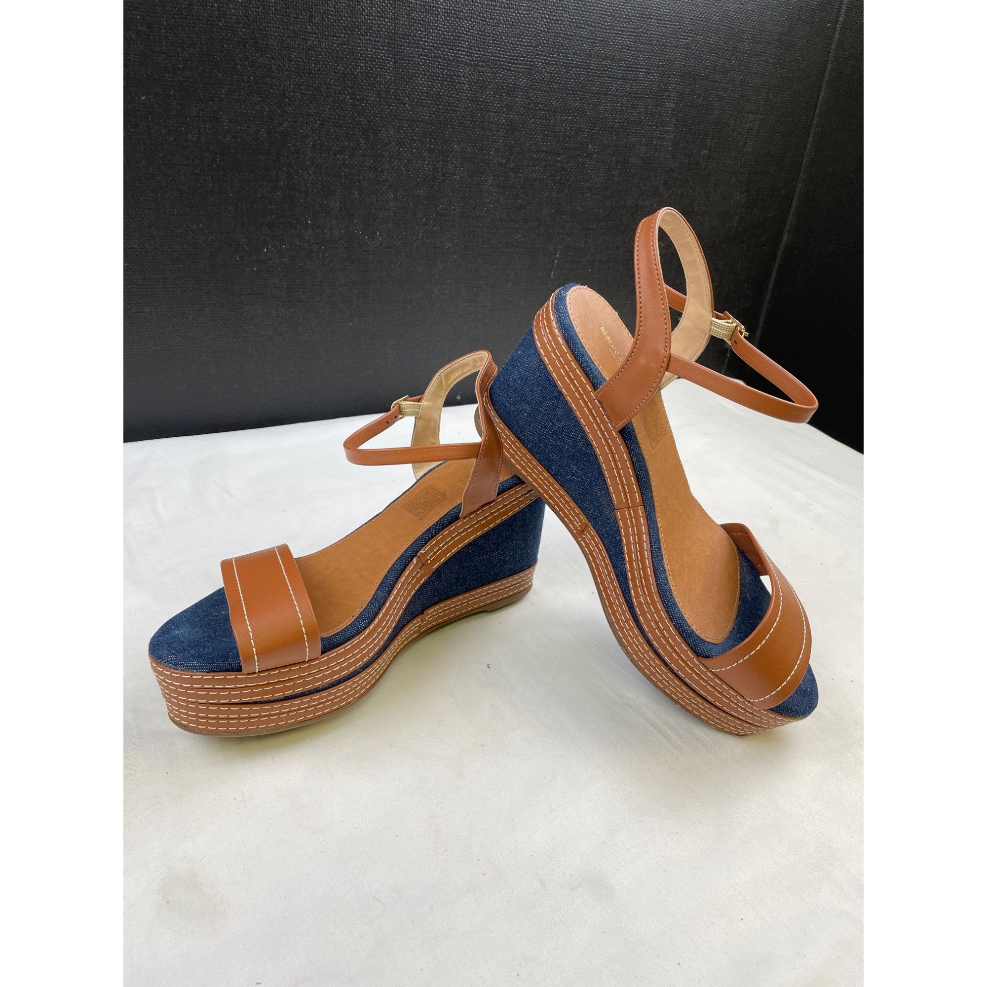 Other Rebecca Valenti Womens Tan&Blue Shoes/ Wedge Sandals Heel 3. Size US 8 / IT 38 - 7 Thumbnail