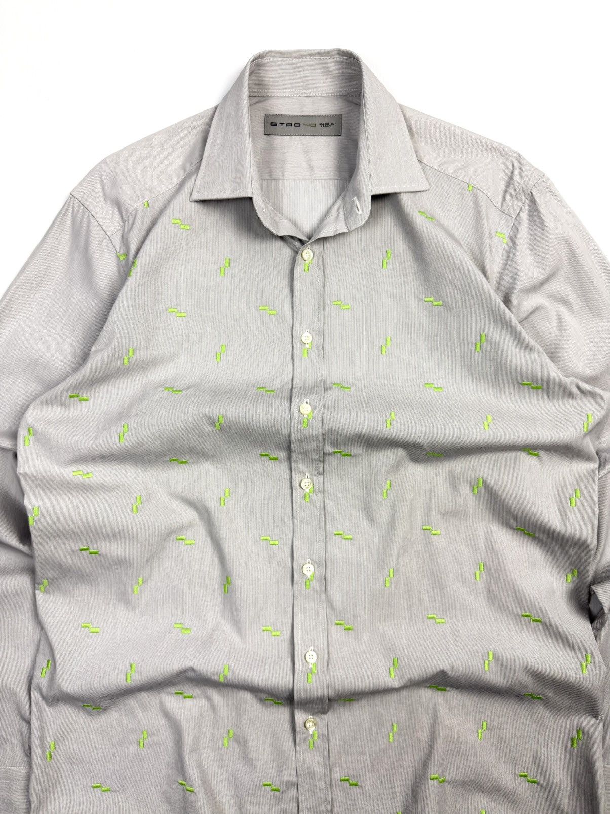 Etro Rare ETRO Luxury Cotton Button-Up Shirt Gray Italy Vintage Size US L / EU 52-54 / 3 - 7 Thumbnail