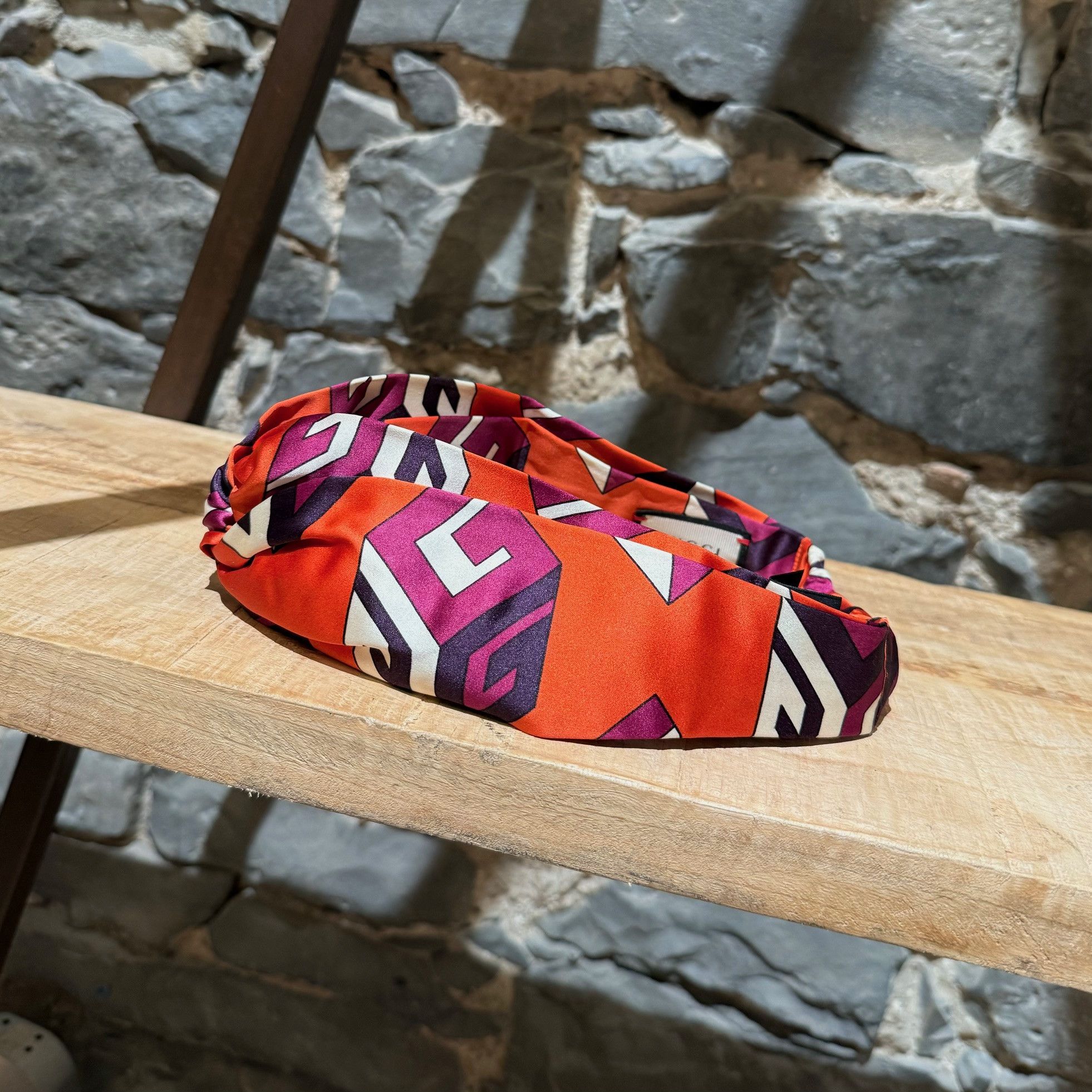 Gucci Gucci Orange Silk G Cube Silk Headband Size ONE SIZE - 3 Thumbnail
