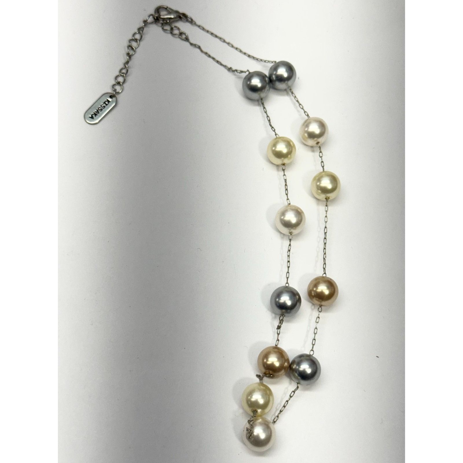 Other Kissaka silver chain faux pearl beaded collar necklace Size ONE SIZE - 3 Thumbnail