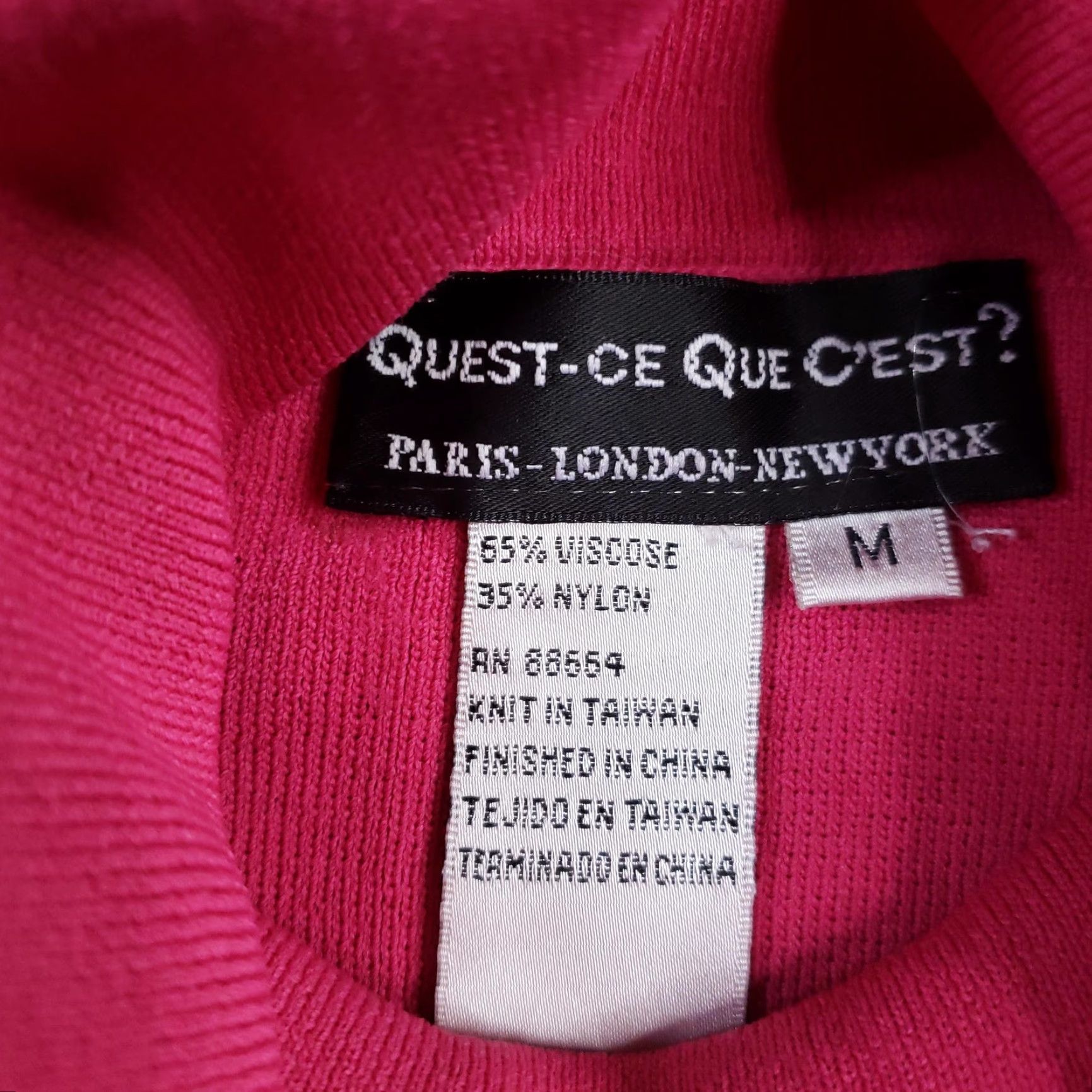 Pinko QUEST-CE QUE C'EST? Sweater Womens Medium Pink Turtleneck Pullover Viscose Nylon Size M / US 6-8 / IT 42-44 - 2 Thumbnail