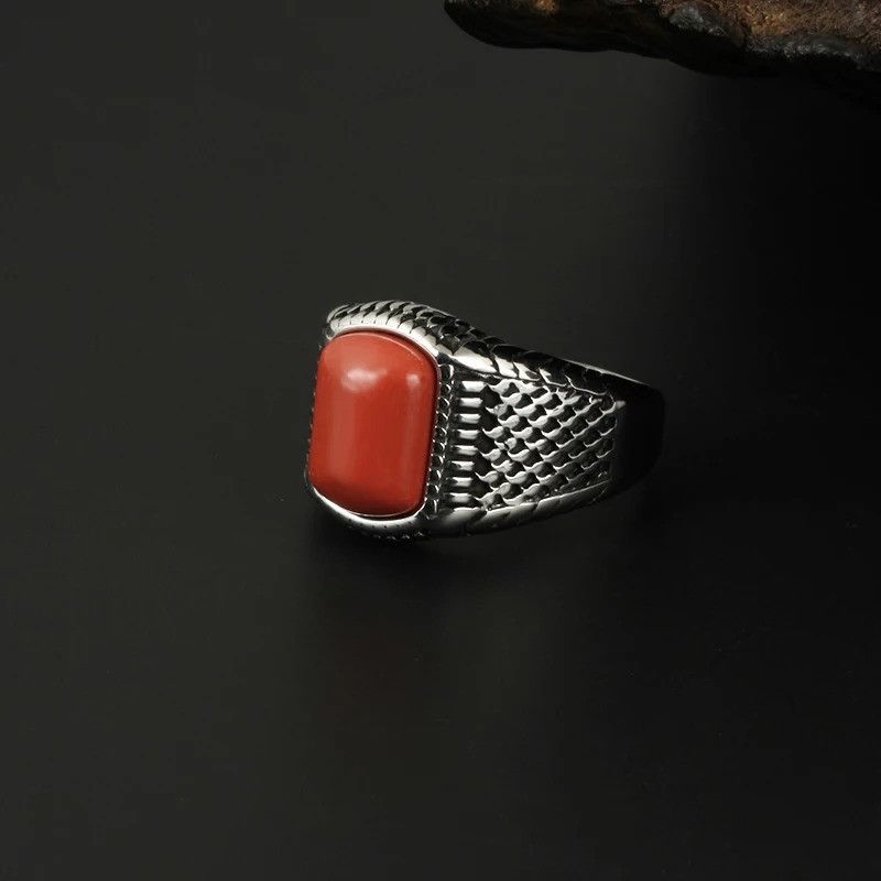 Vintage Hip-Hop Red Stone Ring Size ONE SIZE - 2 Thumbnail