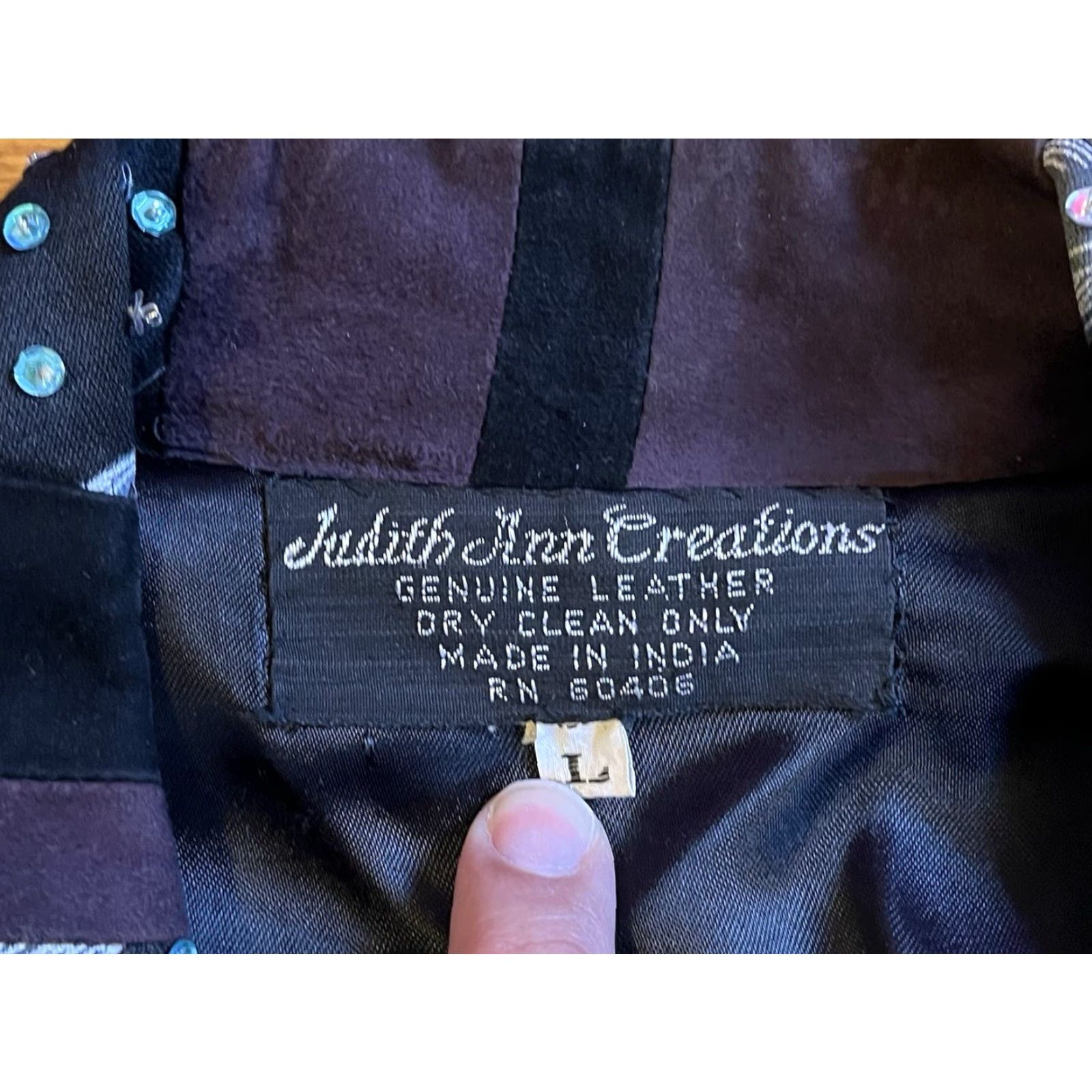 Vintage VINTAGE Judith Ann Creations Suede Leather Western Jacket Womens L Purple 80s Fringe Sequin Floral Bomber Jacket Size L / US 10 / IT 46 - 5 Thumbnail