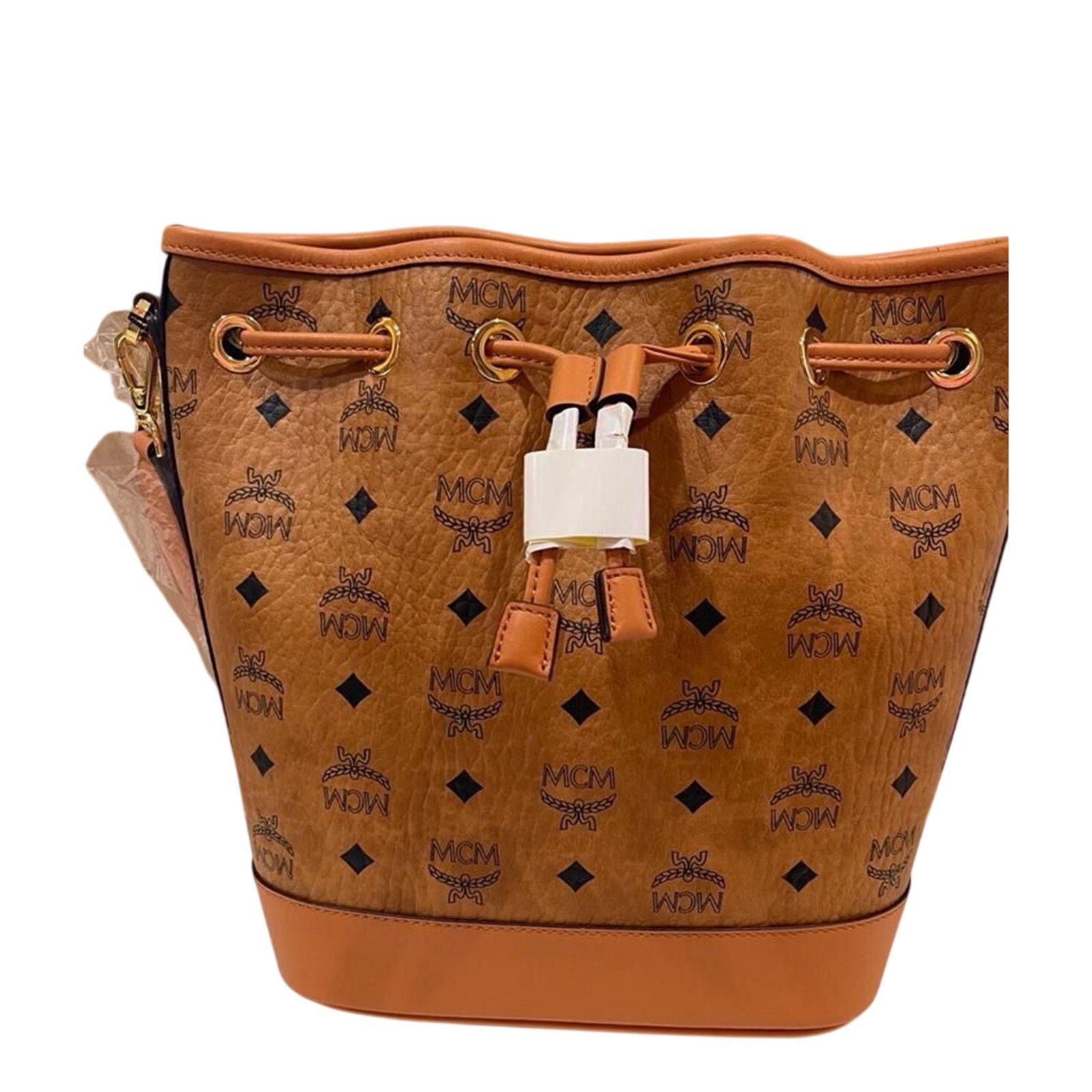 MCM MCM Medium Dessau Drawstring Bag in Visetos Cognac Size ONE SIZE - 2 Thumbnail