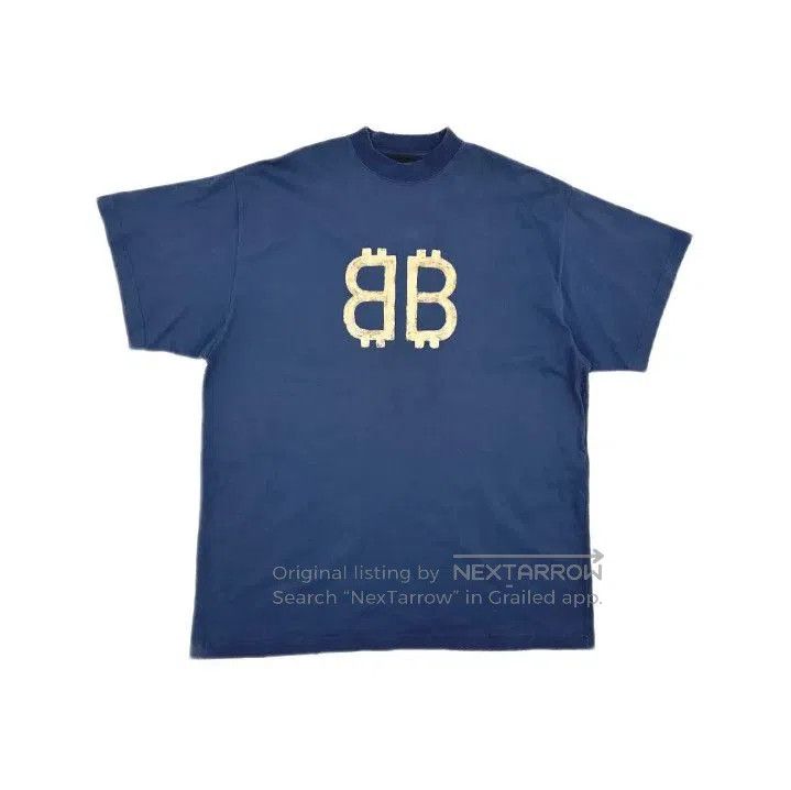 Balenciaga Balenciaga Blue Crypto Logo Short Sleeve T. Size US L / EU 52-54 / 3 - 2 Thumbnail