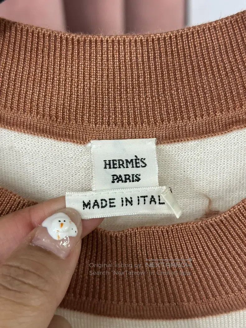 Hermes Hermes Cashmere Silk Polka Dot Knit Short Sleeve Top Size XS / US 0-2 / IT 36-38 - 2 Thumbnail
