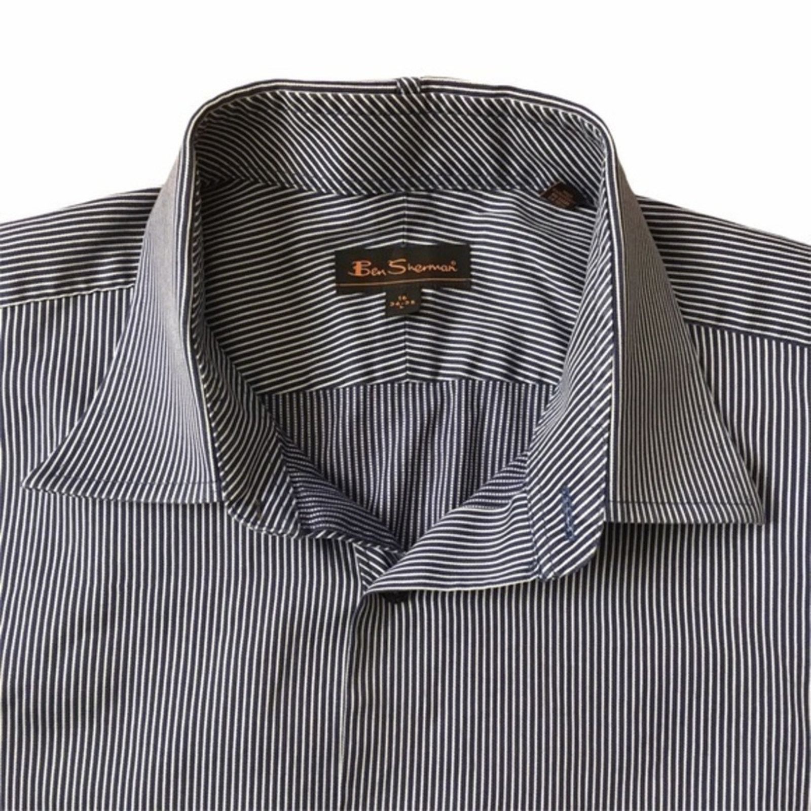 Ben Sherman Ben Sherman Pin-Striped Blue White Button-Down Shirt Size US L / EU 52-54 / 3 - 9 Thumbnail