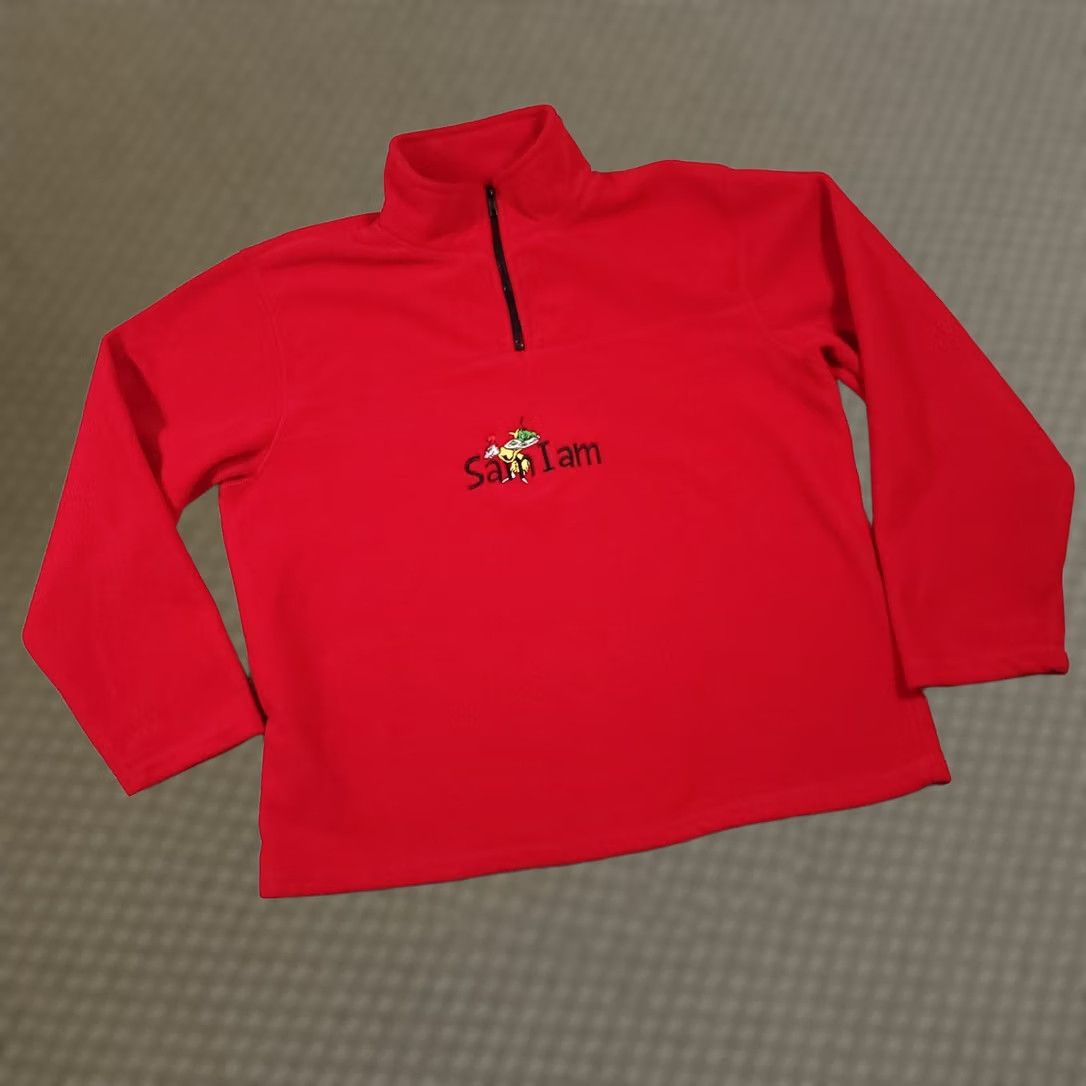 Vintage VINTAGE Dr Seuss Sweater Shirt Unisex Adults L Red 1/4 Zip Long Sleeve Fleece Sam I Am 90s Size US L / EU 52-54 / 3 - 1 Thumbnail
