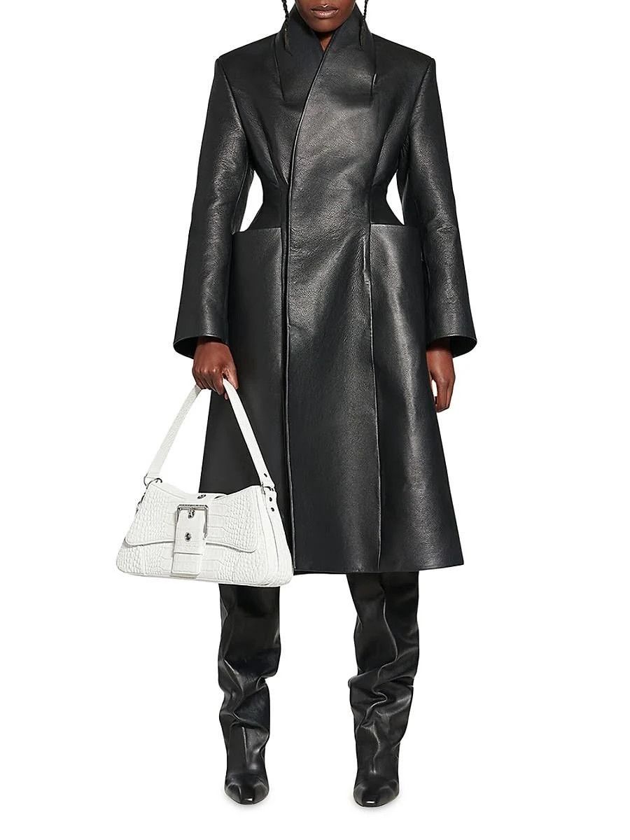 Balenciaga o1bcso1str1124 Flare Hourglass Coat in Black Size XL / US 12-14 / IT 48-50 - 6 Thumbnail