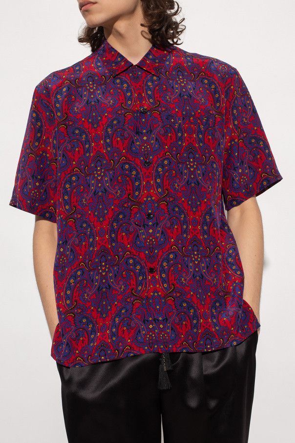 Saint Laurent Paris o1s1wg110824 Shark-Collar Shirt in Printed Paisley Crepe Size US L / EU 52-54 / 3 - 2 Thumbnail