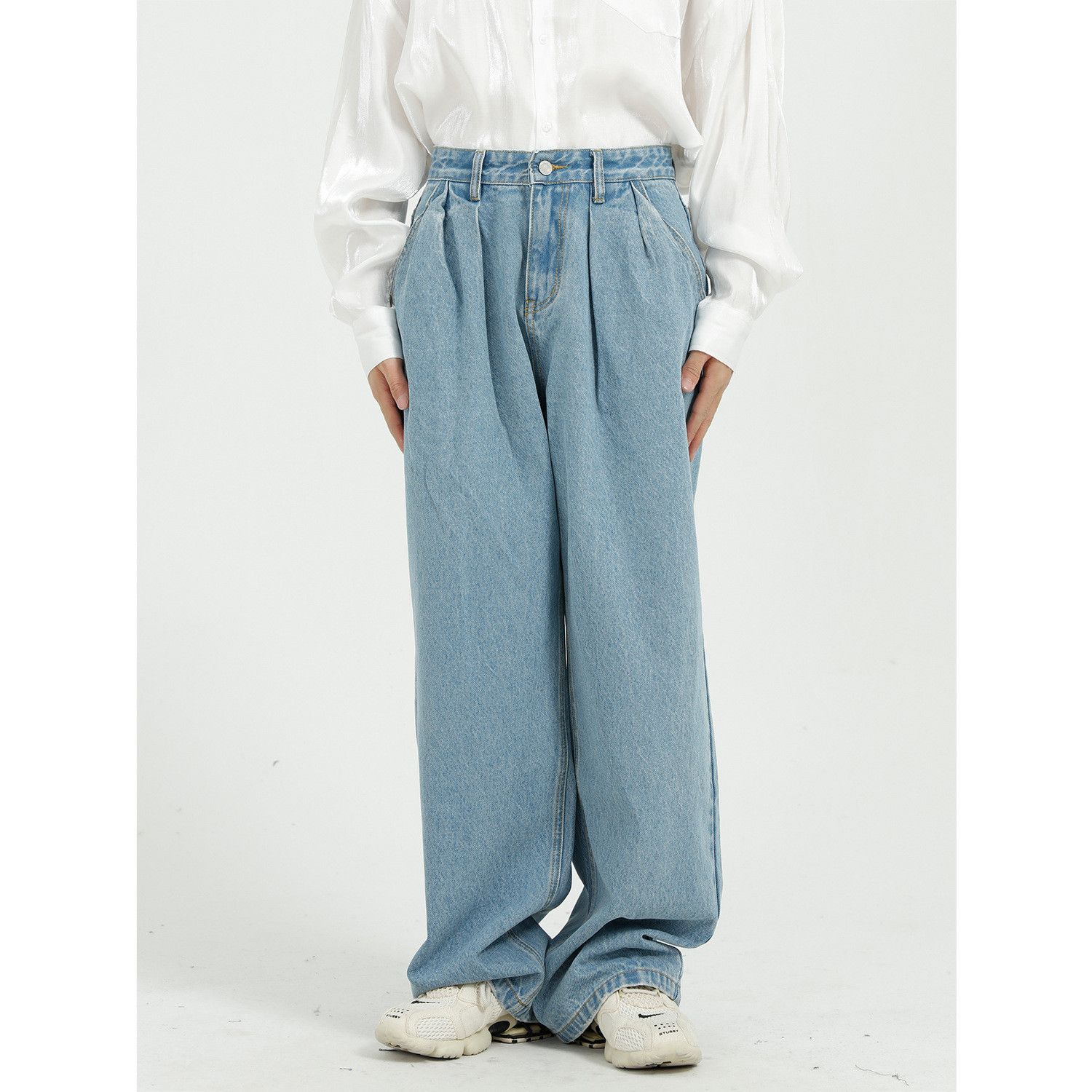 Japanese Brand Loose and slim mid-rise wide-leg straight-leg jeans Size US 32 / EU 48 - 1 Thumbnail