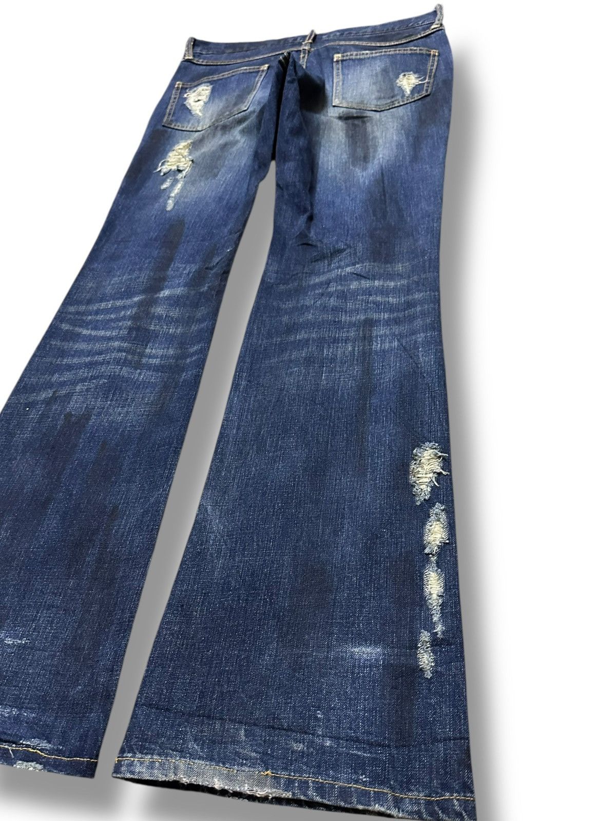If Six Was Nine Vintage Seil Flare Bootcut Ripped Distressed Denim Size US 31 - 9 Thumbnail