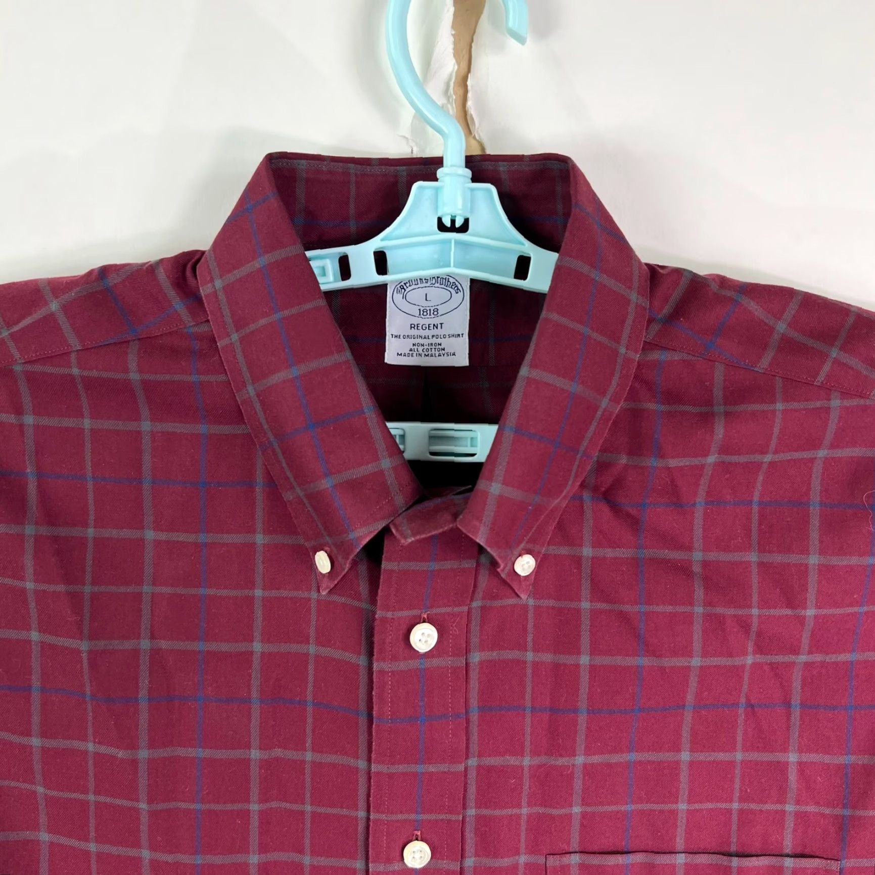 Brooks Brothers Brooks Brothers Regent Plaid Button-Down Shirt Mens L Maroon Long Sleeve Cotton Non-Iron Pockets Button-Up Casual Classic Size US L / EU 52-54 / 3 - 3 Thumbnail