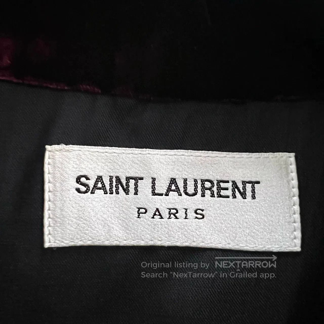 Saint Laurent Paris Saint Laurent Burgundy Velvet Embroidered Shirt. Size XS / US 0-2 / IT 36-38 - 3 Thumbnail