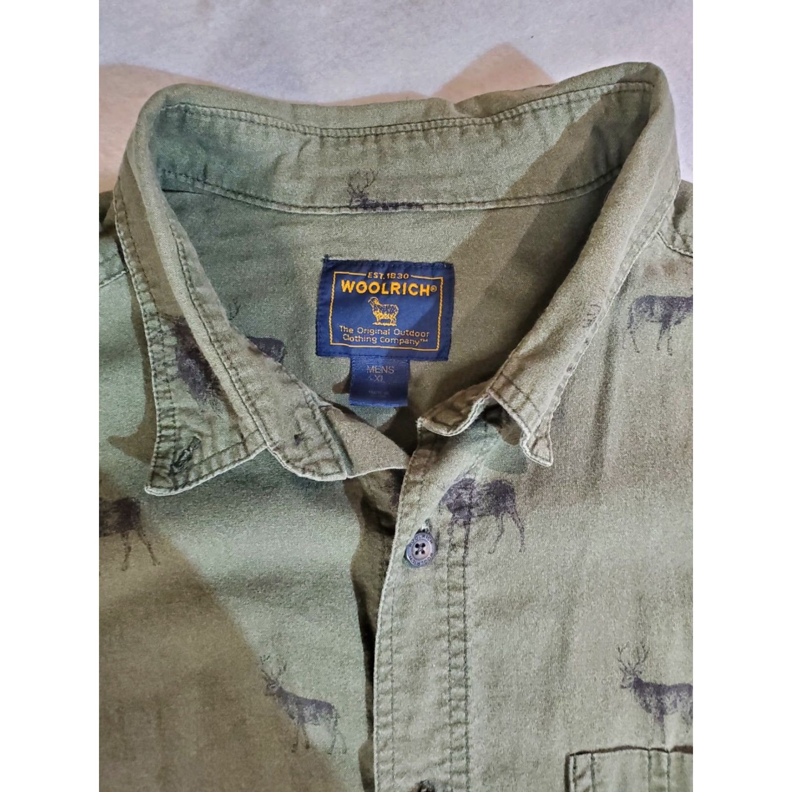 Vintage VINTAGE Woolrich SHIRT Men XL Green Elk Print 100% Cotton Flannel Button-Up Long Sleeve Size US XL / EU 56 / 4 - 3 Thumbnail