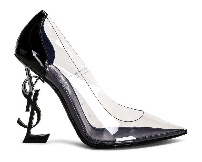 image of Saint Laurent Paris Saint Laurent Patent Calfskin Pvc Opyum Black Shoes, Women's (Size 7)