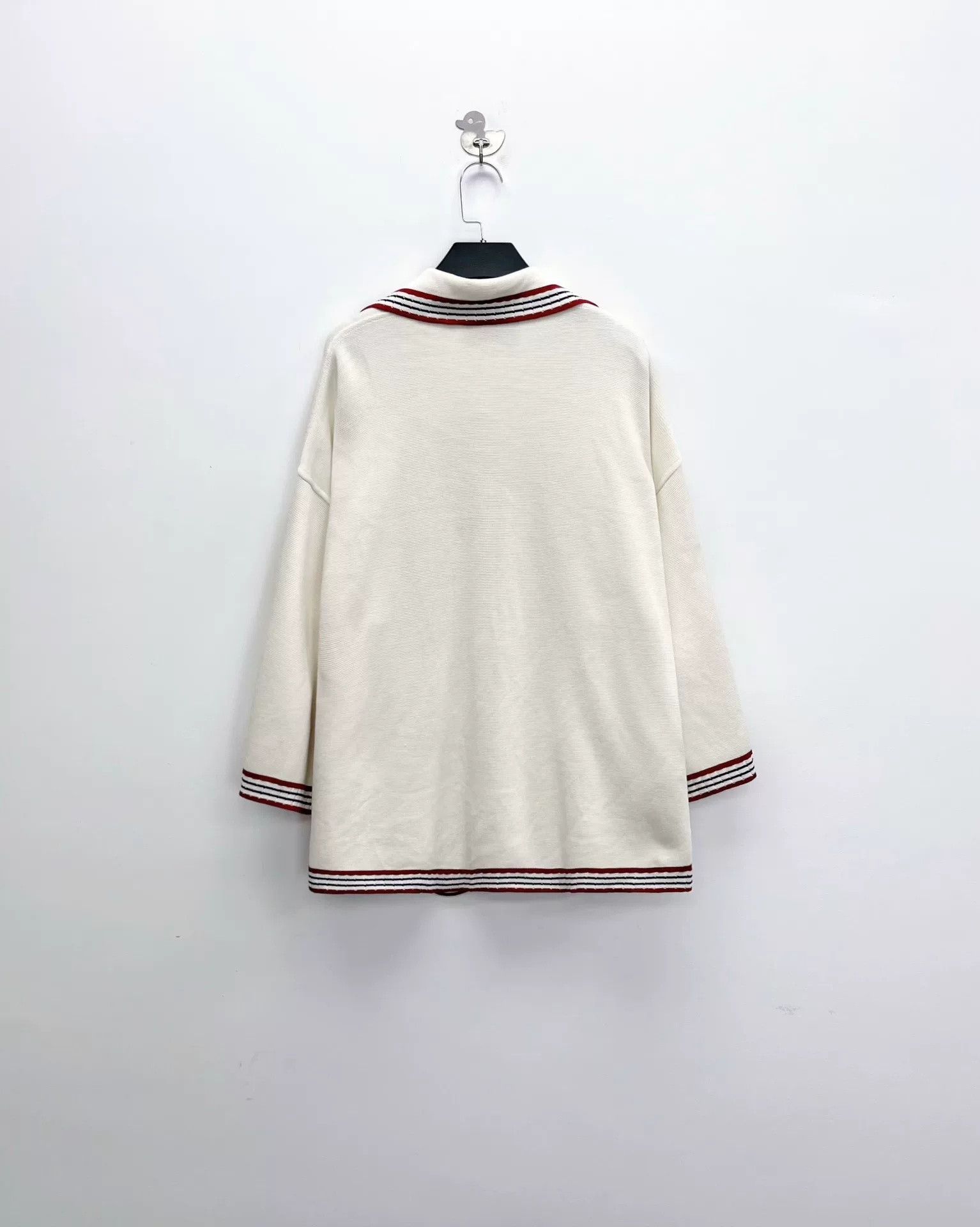 Gucci Gucci Beige Stripe Ceramic Buckle Cardigan Size US M / EU 48-50 / 2 - 2 Thumbnail
