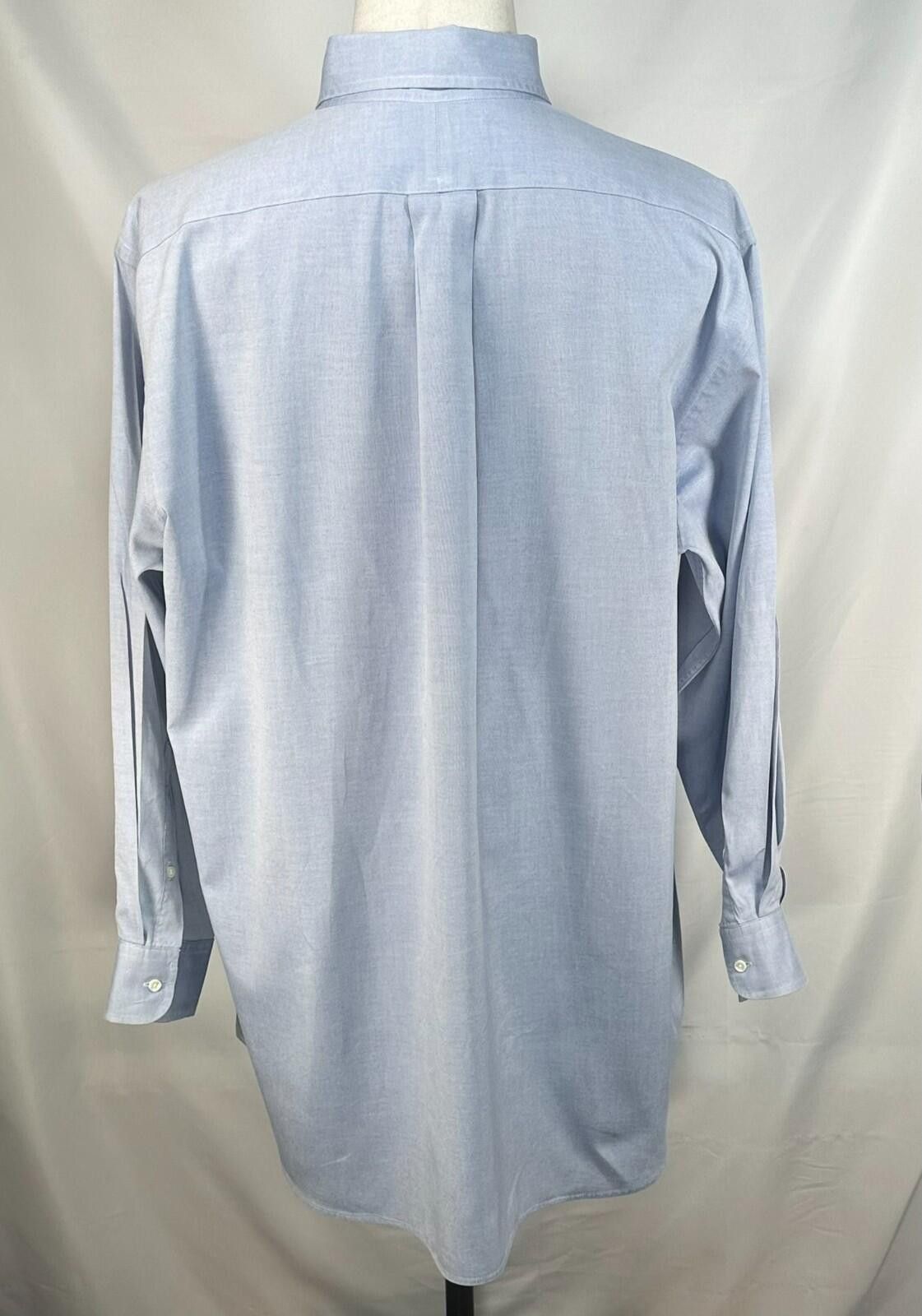 Jos. A. Bank Jos A Bank 80s 2-Ply Pinpont Button Up Blue Mens XL 17.5/35 Size 44R - 2 Thumbnail