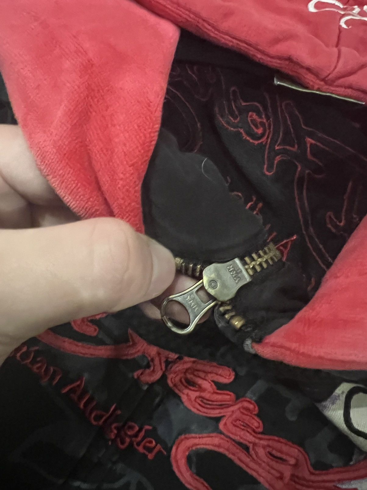 Christian Audigier × Ed Hardy × Vintage Vintage Y2k Ed Hardy Skull ☠️ All Over Print Zip Hoodie 00’s Size S / US 4 / IT 40 - 12 Thumbnail