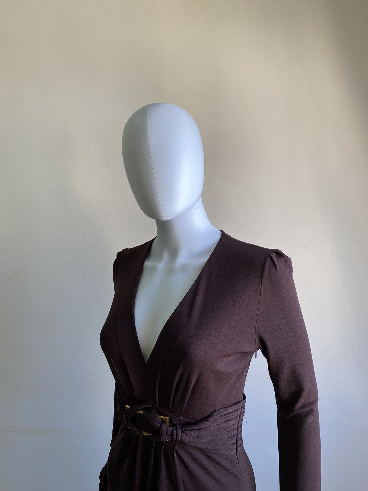 Gucci Gucci Womens Chocolate Brown V Neck Knee Length Dress Size M Size M / US 6-8 / IT 42-44 - 8 Thumbnail