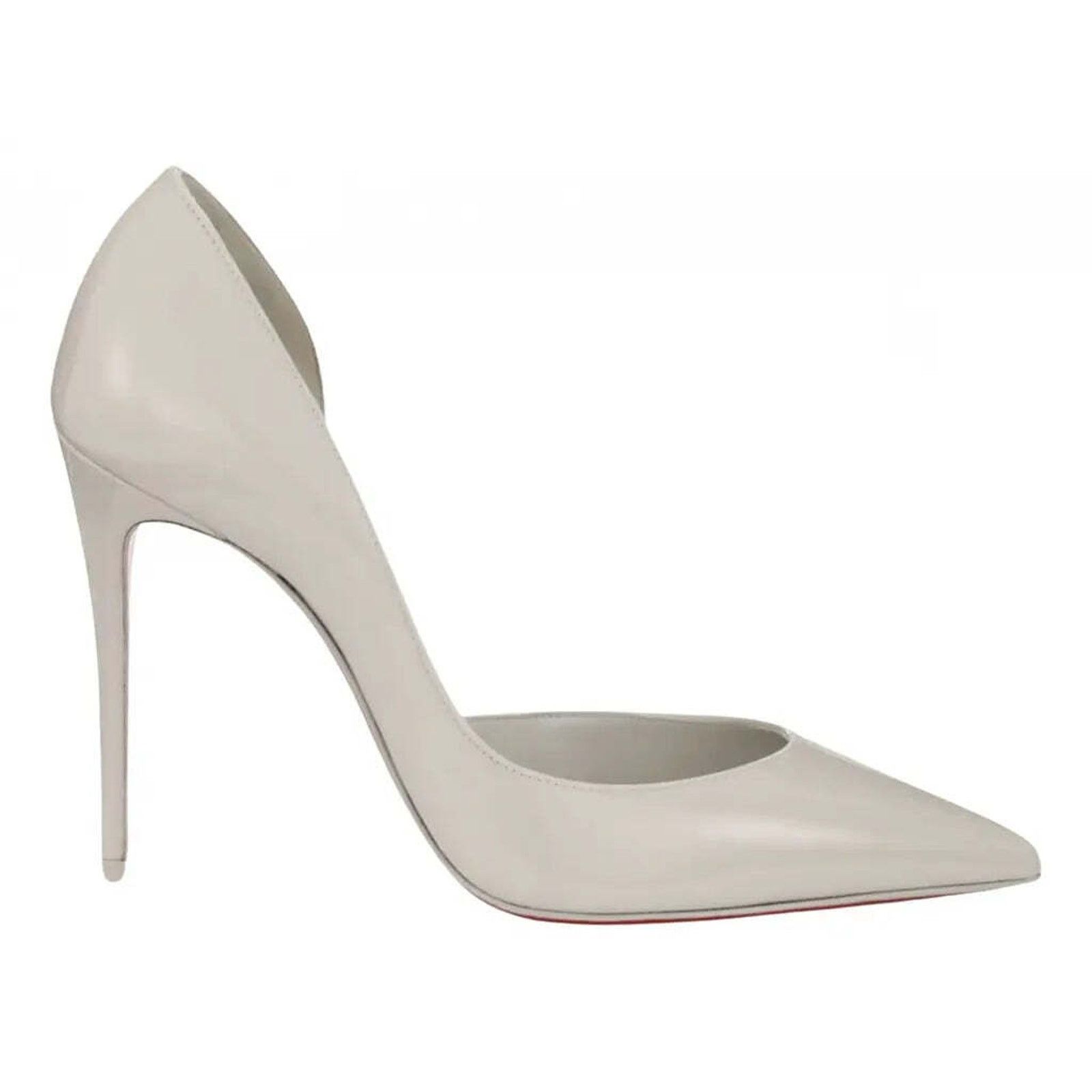 Christian Louboutin Iriza 100 Craie White Grey Patent Leather Point Heel Pump 39 Size US 9 / IT 39 - 1 Thumbnail