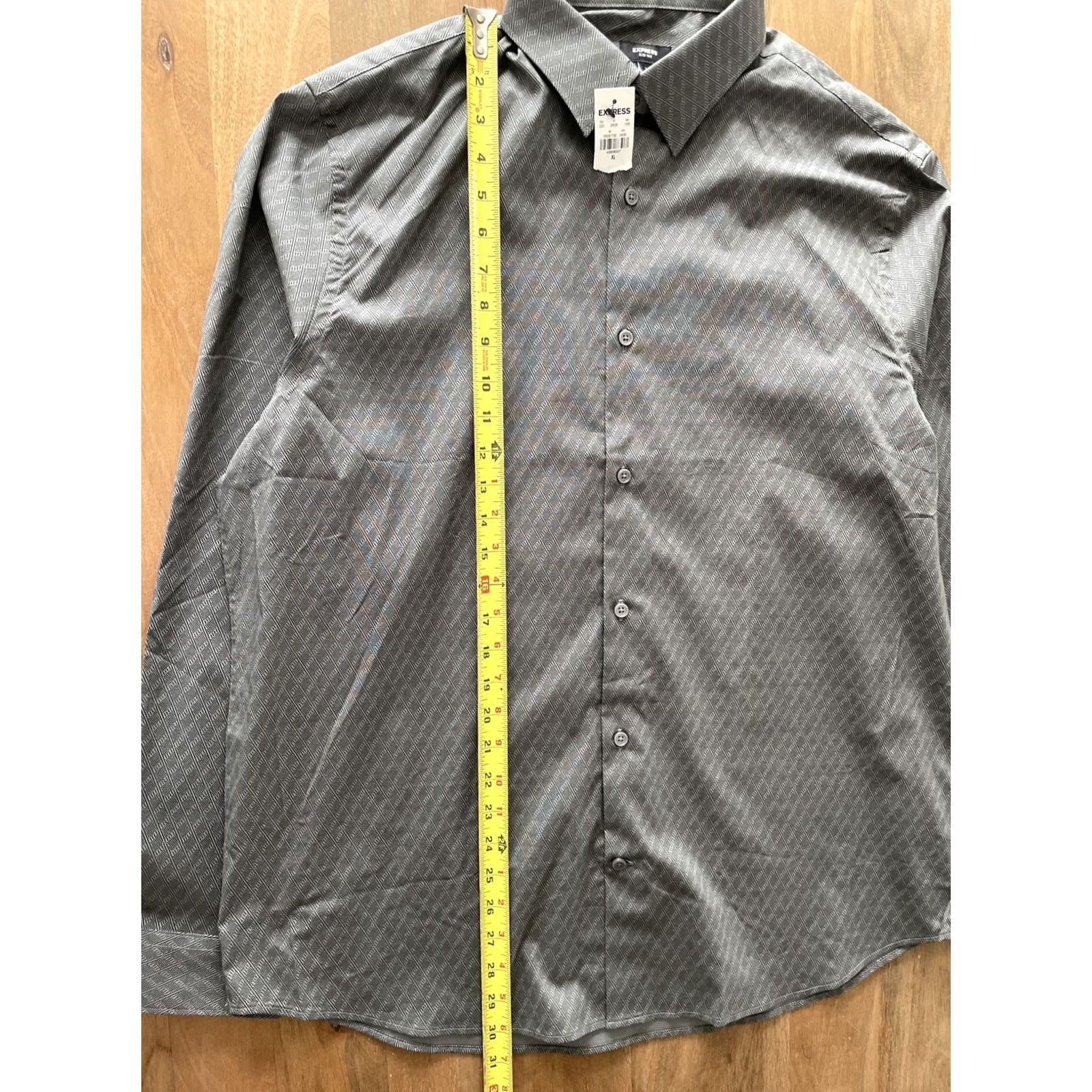 Express NWT Express Geometric Print Button Up Shirt Mens XL Gray Office Preppy Travel Size US XL / EU 56 / 4 - 7 Thumbnail