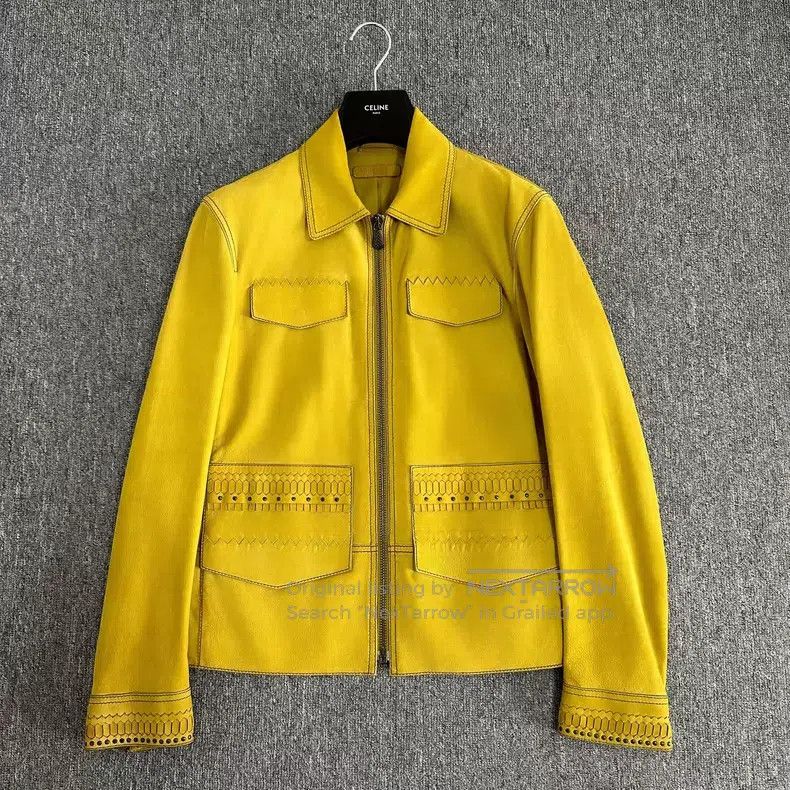 Bottega Veneta Bottega Veneta Beige Suede Leather Jacket with Cowhide Size US M / EU 48-50 / 2 - 1 Thumbnail