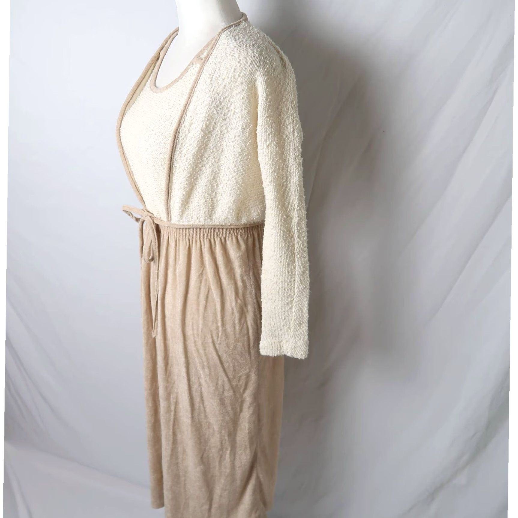 Vintage VINTAGE Jerell cream and tan textured knit midi dress bolero set Shirt? No Size S / US 4 / IT 40 - 3 Thumbnail