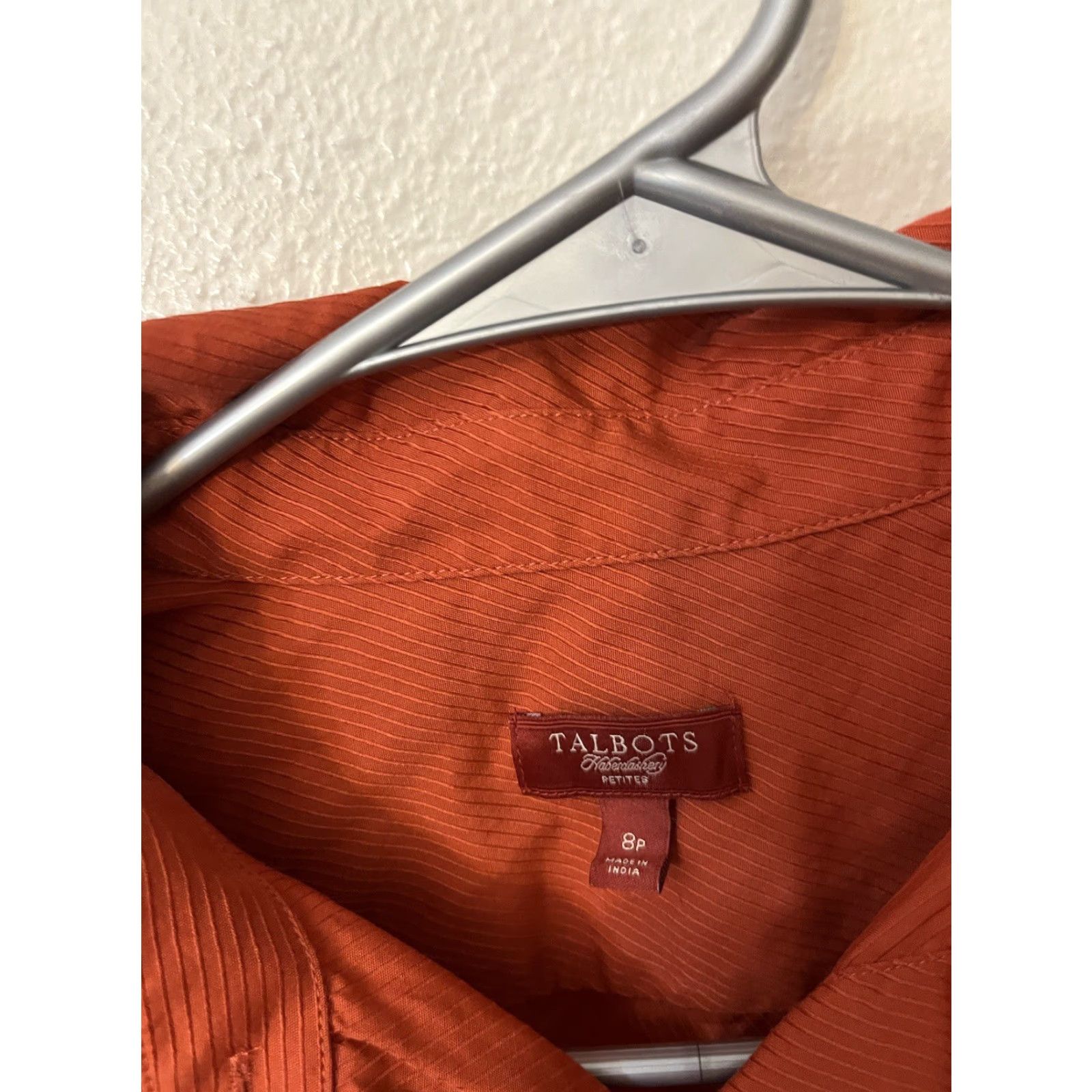 Talbots Talbots Womens Blouse Size 8P Orange Stretch Sateen Long Sleeve Collared Casual Size M / US 6-8 / IT 42-44 - 2 Thumbnail