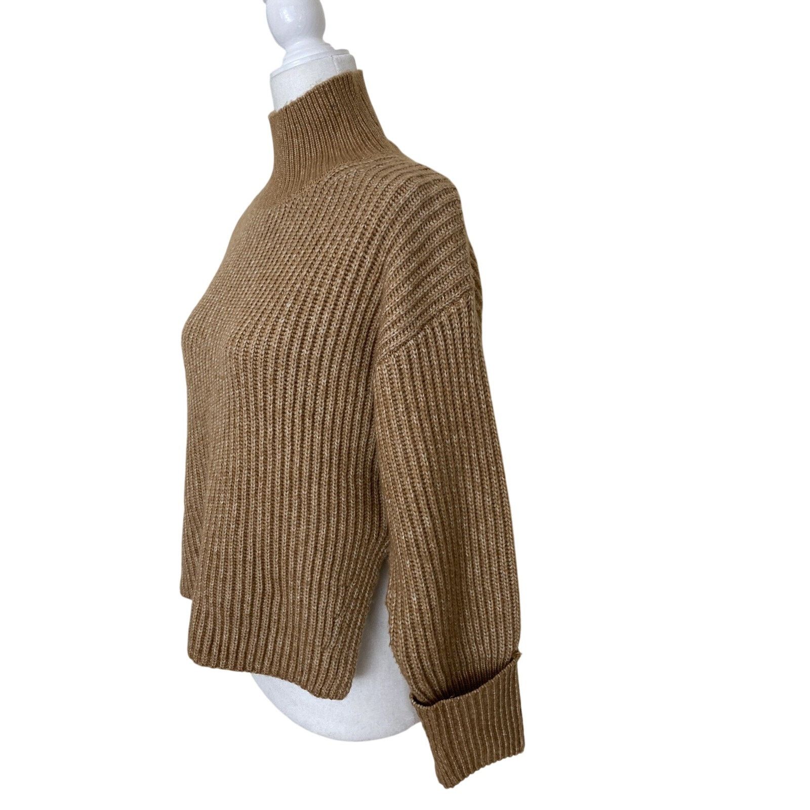 Topshop Topshop Mock Neck Crop Sweater in Camel wome warm XS A003077 Size XS / US 0-2 / IT 36-38 - 3 Thumbnail
