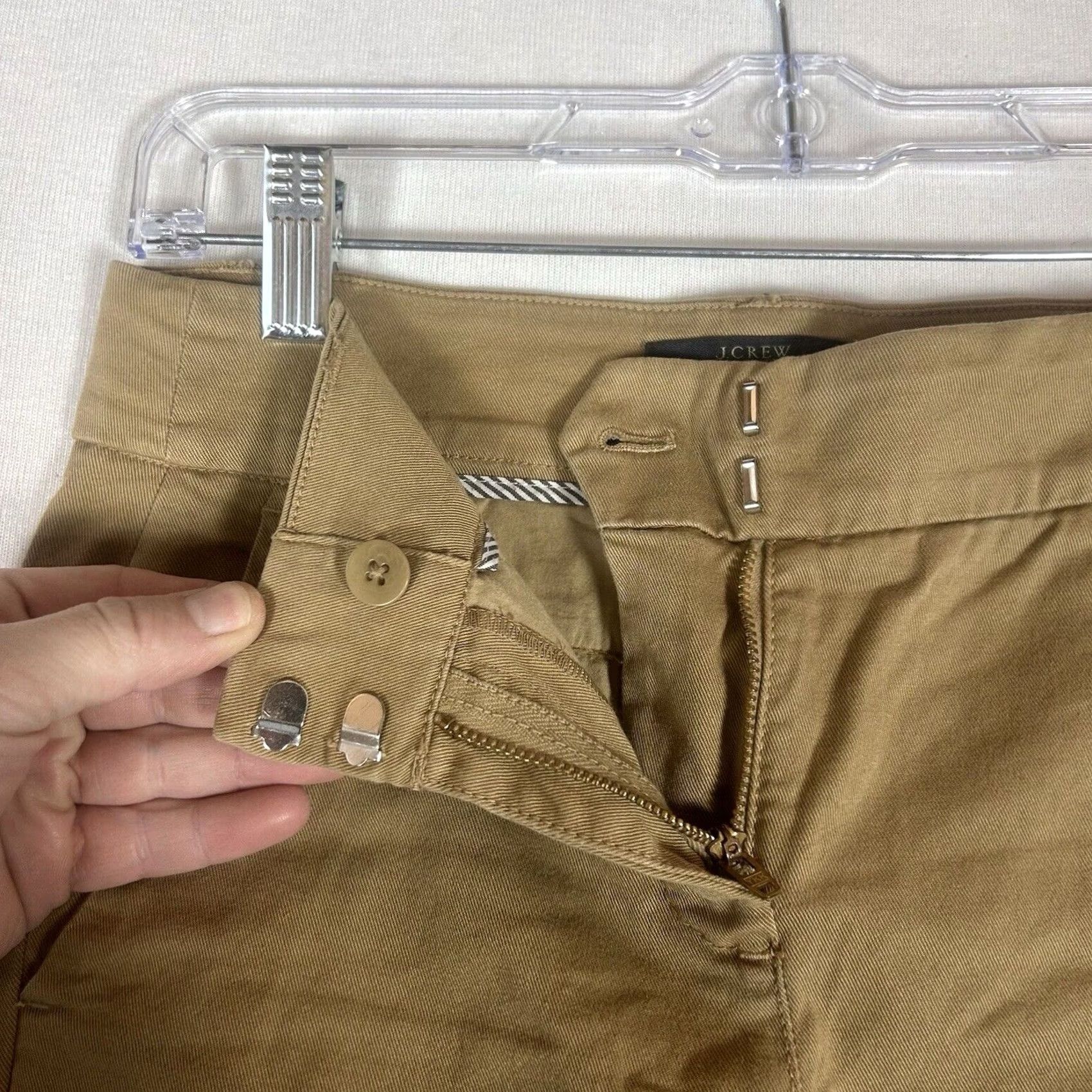 J.Crew J.Crew Chino Pants Womens 0 Mid Rise Brown Casual Work Office Cotton Blend Twill Straight Front Button Zipper Pockets Modern Classic Size 25" / US 0 / IT 36 - 2 Thumbnail