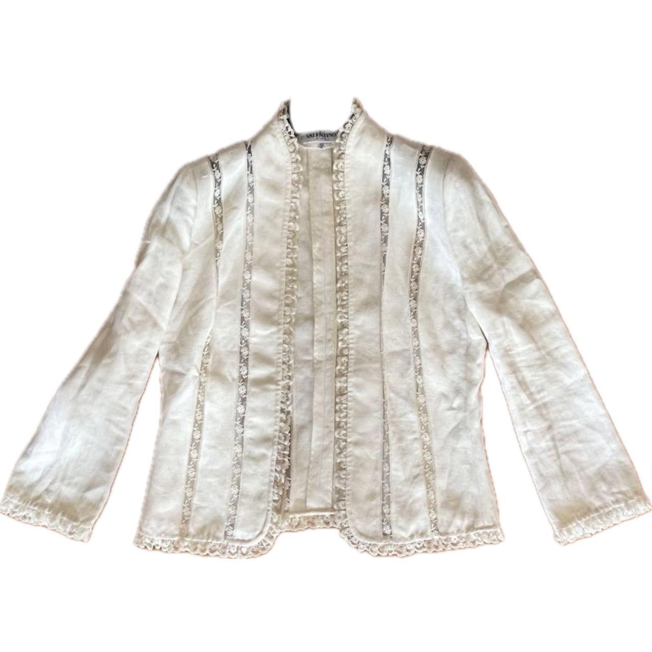Valentino Miss V Valentino Linen Lace Ladder Detail Hem Jacket Size US M / EU 48-50 / 2 - 1 Thumbnail