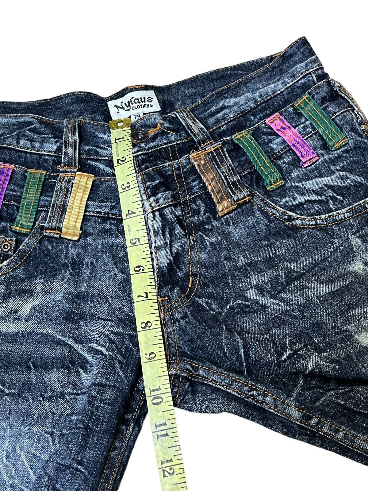 Japanese Brand SICK🔥JAPANESE BRAND "NYLAUS JEANS" DOUBLE WAIST JEANS/DENIM Size US 31 - 17 Thumbnail
