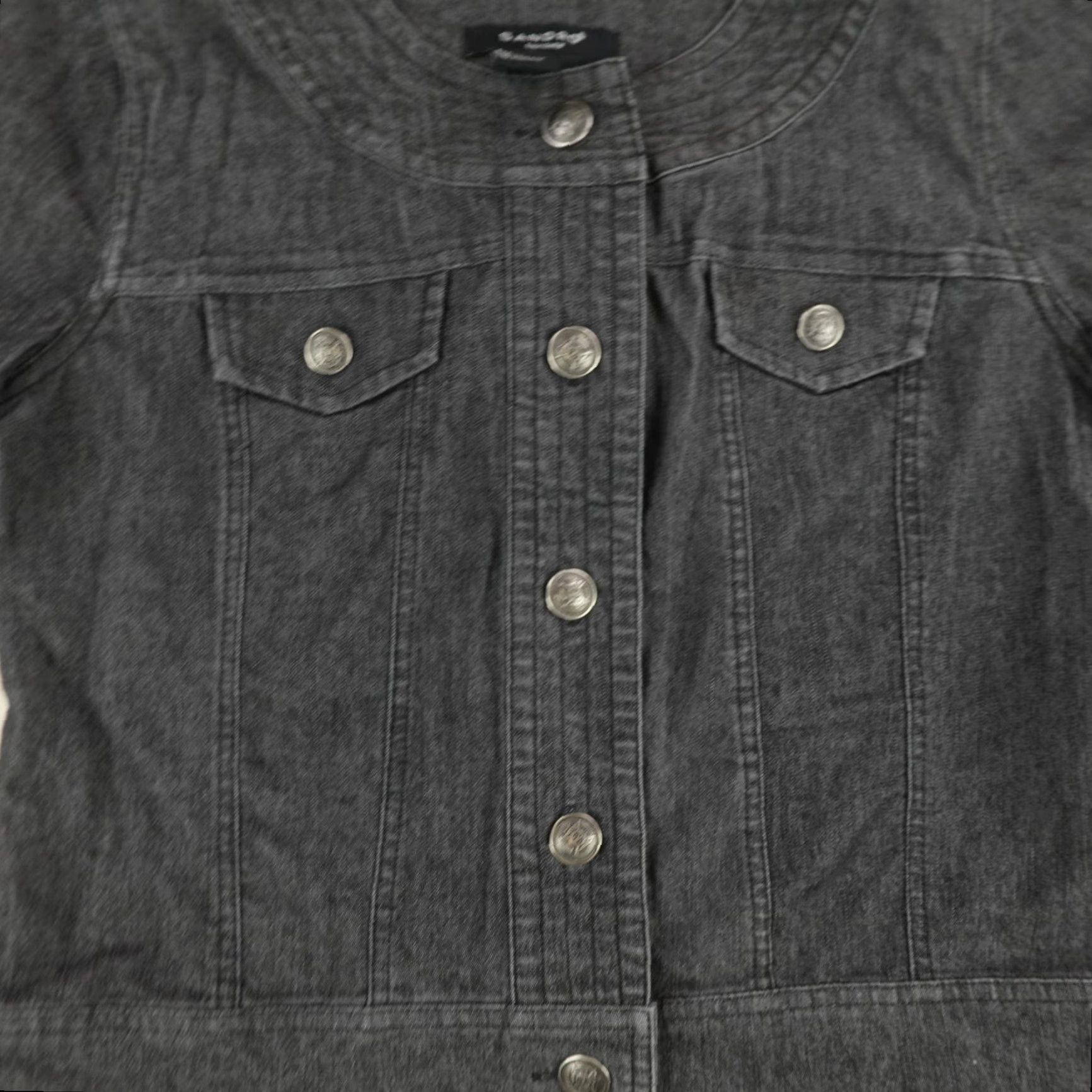 Sandro Sandro Women's Jacket Small Black Chambray Cotton Blend Casual Outdoor Lightweigh Buttons Pockets Size S / US 4 / IT 40 - 3 Thumbnail