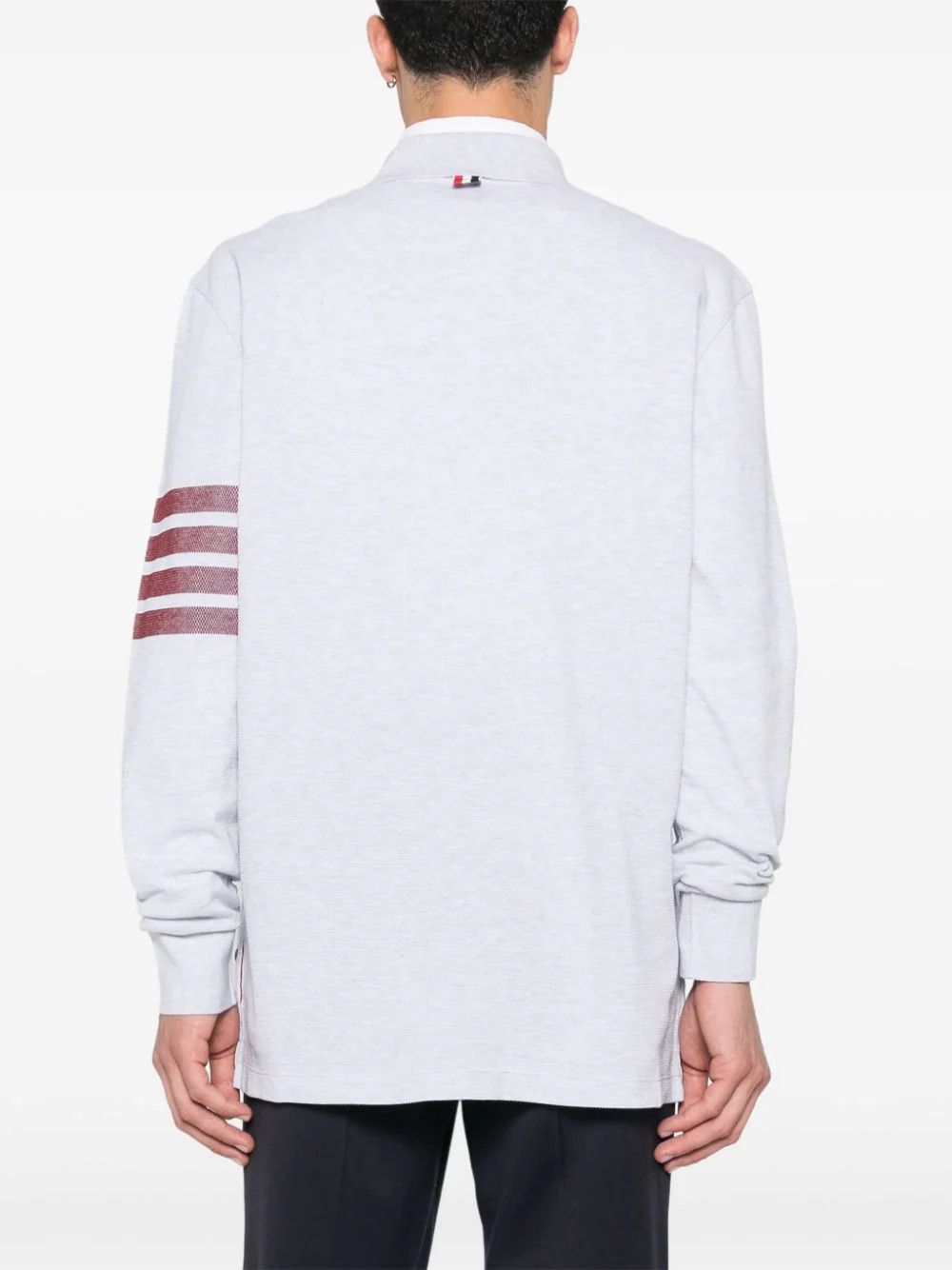 Thom Browne o1s22i1n1124 Long-Sleeved 4-Bar Polo Shirt in Grey Size US M / EU 48-50 / 2 - 2 Thumbnail
