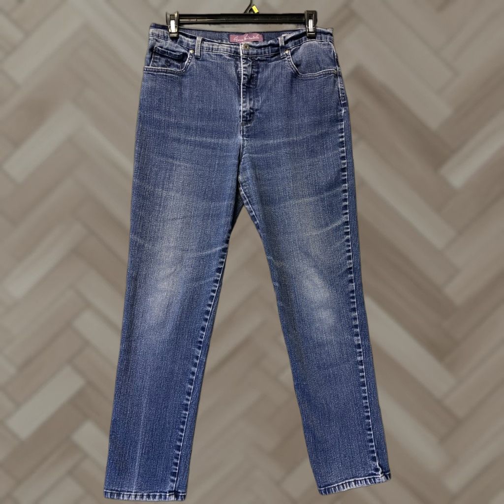Gloria Vanderbilt Gloria Vanderbilt Amanda Stretch Denim Jeans 18 Ladies' Blue 34x30 16021 Regular Rise Zip Button Closure Inseam 30 Size 40" / US 18 - 1 Thumbnail
