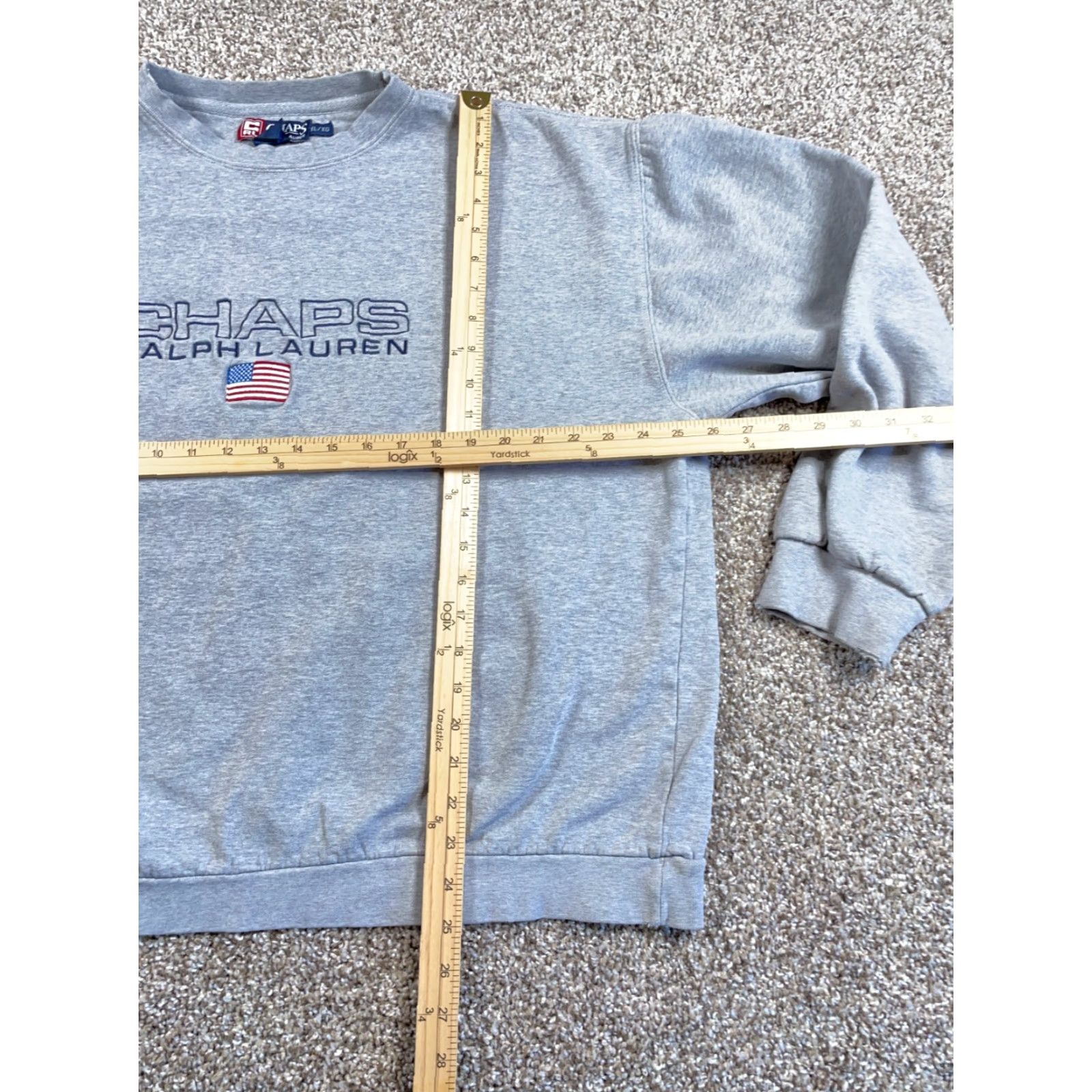 Chaps VTG Chaps Ralph Lauren Flag Sweatshirt Adult XL Gray Crewneck Embroidered Size US XL / EU 56 / 4 - 5 Thumbnail