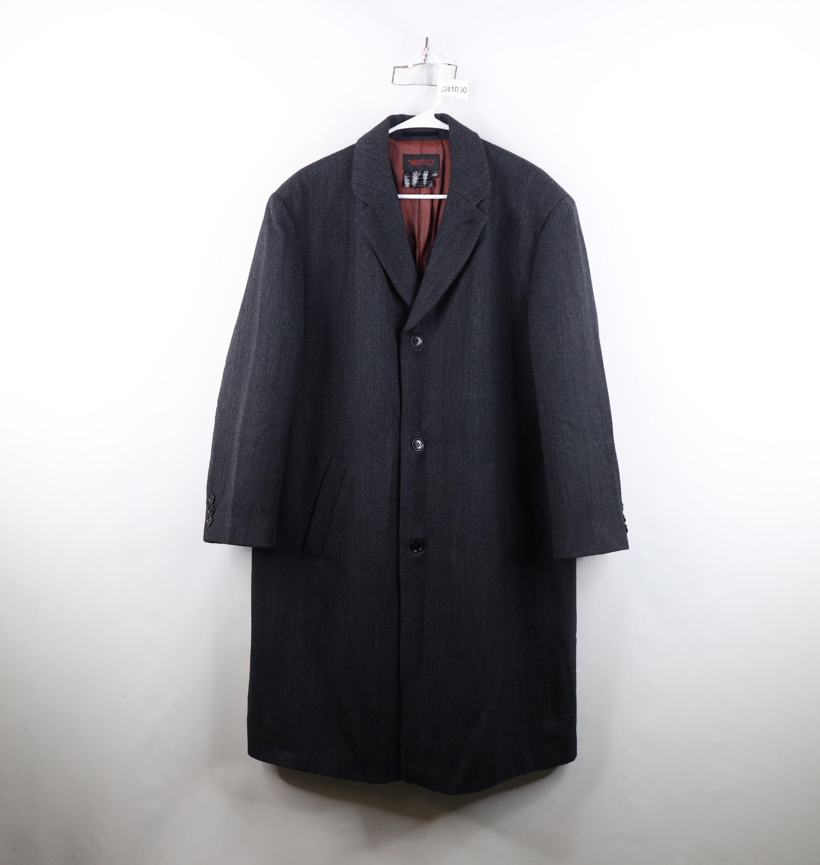 Vintage Vintage 90s Streetwear Tweed Button Overcoat Jacket Gray Size US XXL / EU 58 / 5 - 1 Thumbnail