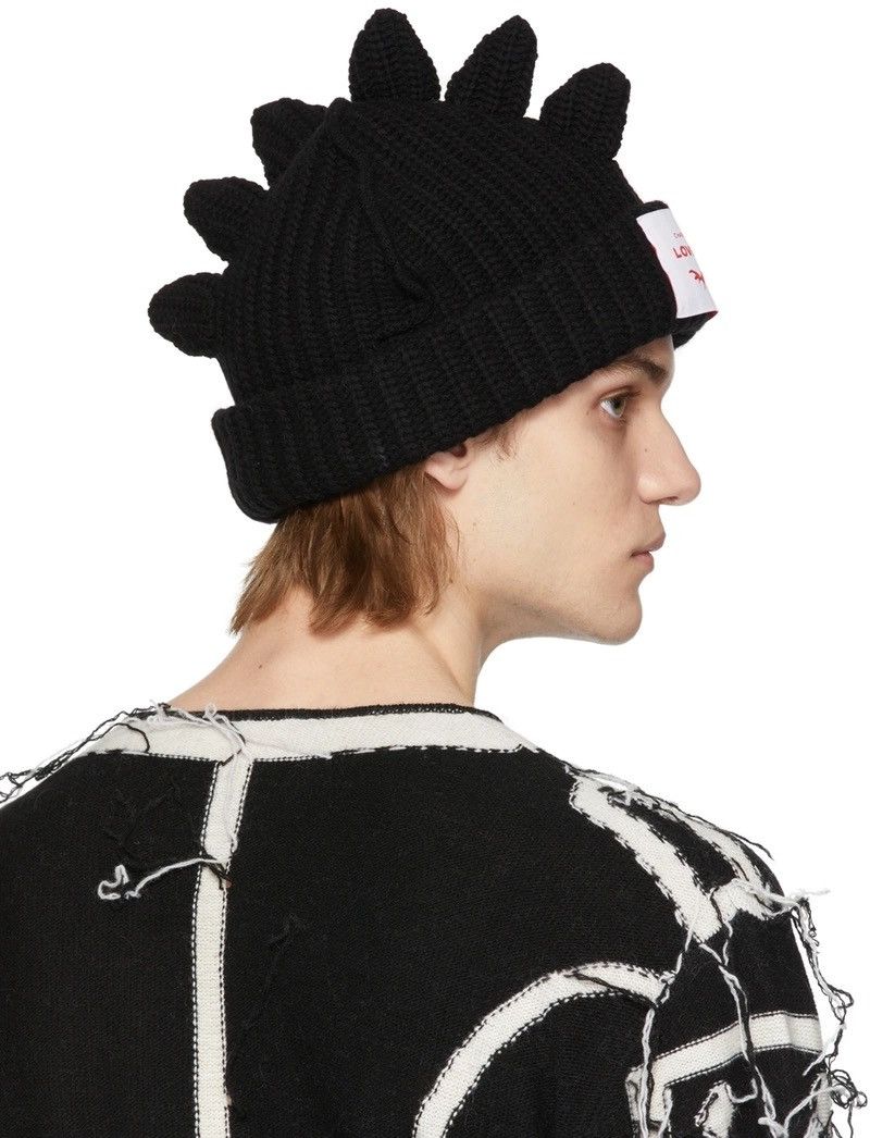 Charles Jeffrey LOVERBOY Black Wool Chunky Spikes Beanie Size ONE SIZE - 4 Thumbnail