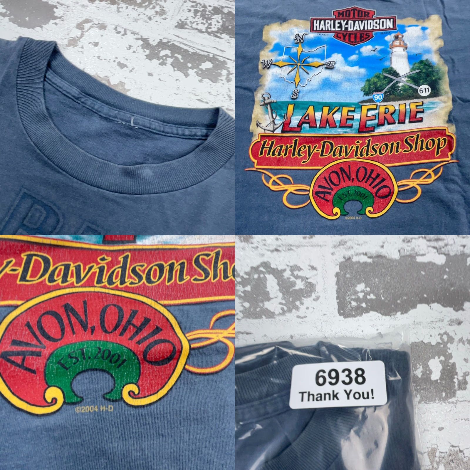 Harley Davidson VINTAGE Harley-Davidson Shirt Graphic Print Adult Large Blue Double-Sided 80s Biker Mens Size US L / EU 52-54 / 3 - 8 Thumbnail