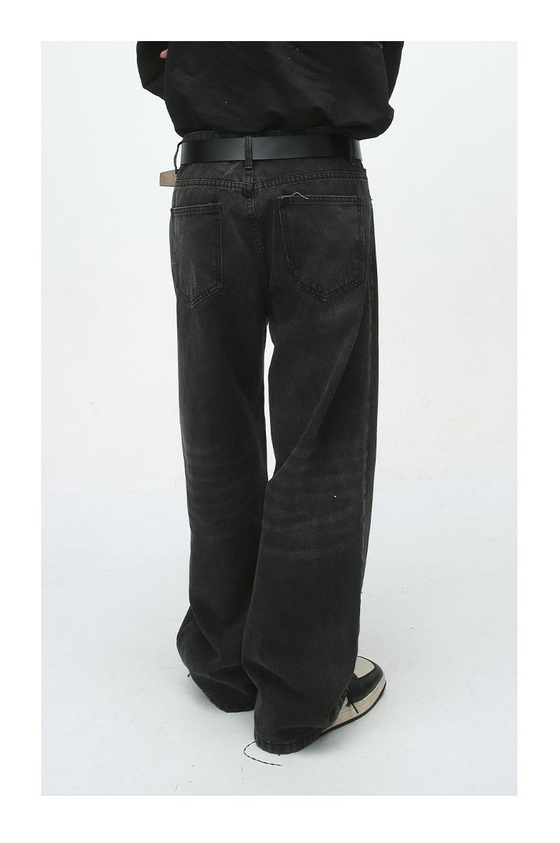 Japanese Brand Retro loose straight leg pleated black gray jeans Size US 32 / EU 48 - 5 Thumbnail