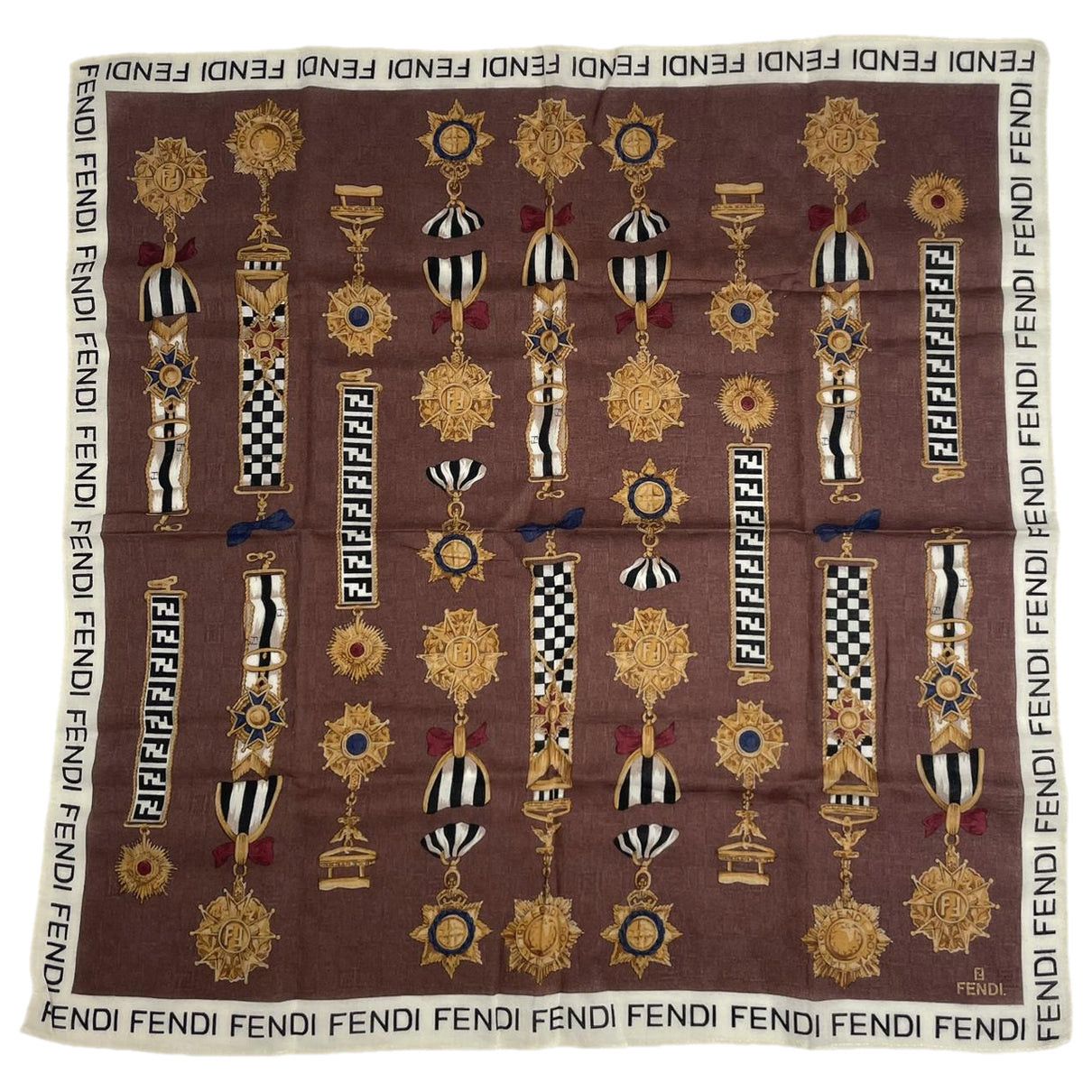Fendi Brown Silk Scarf Size ONE SIZE - 1 Thumbnail