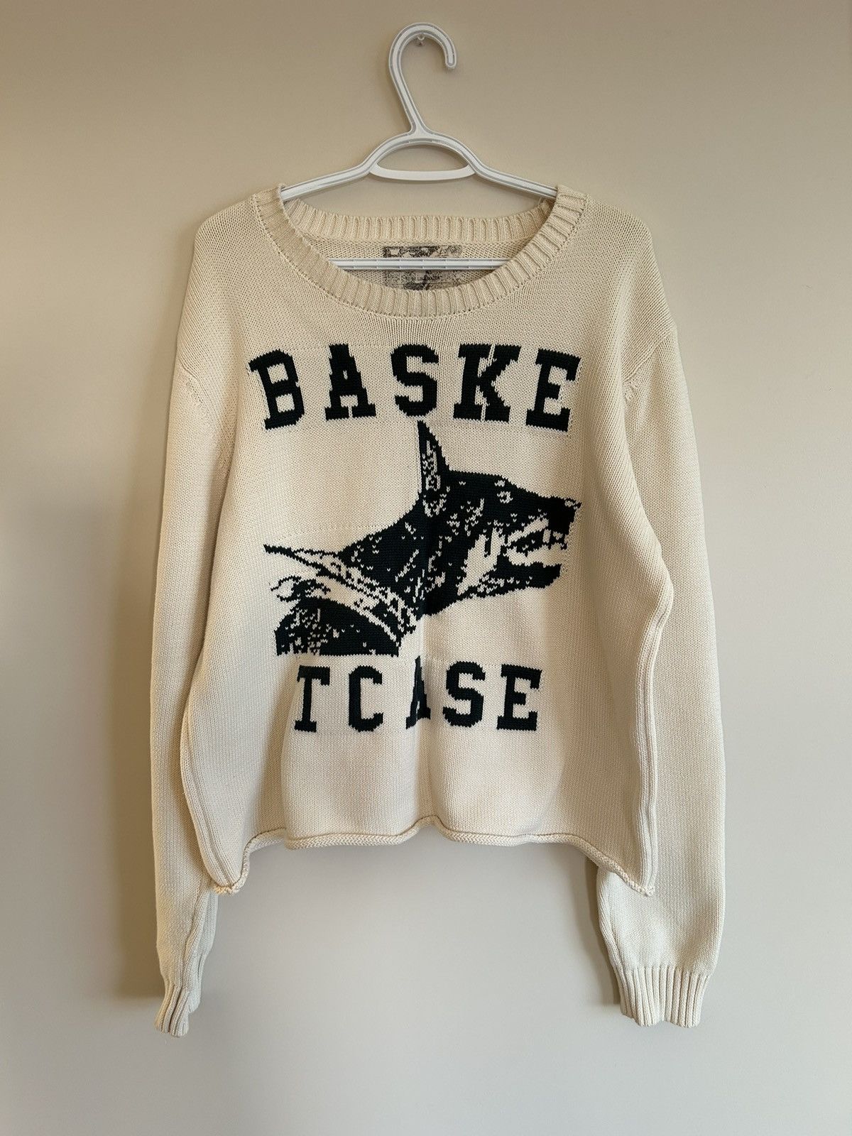 image of Basketcase Gallery Knit College Sweater in Cream, Men's (Size Large)