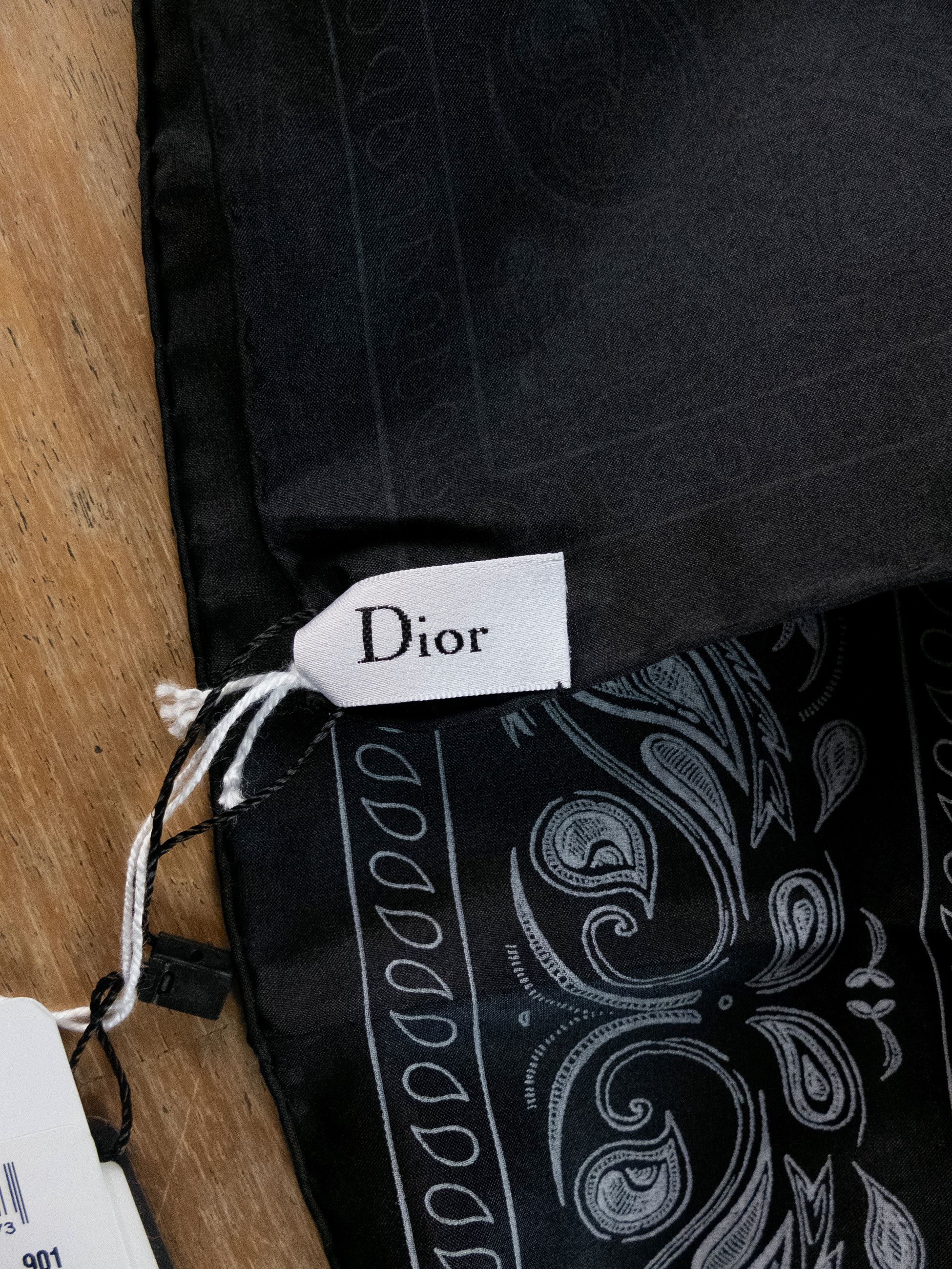 Dior DIOR Carnivora black flytrap & paisley silk foulard scarf Size ONE SIZE - 5 Thumbnail