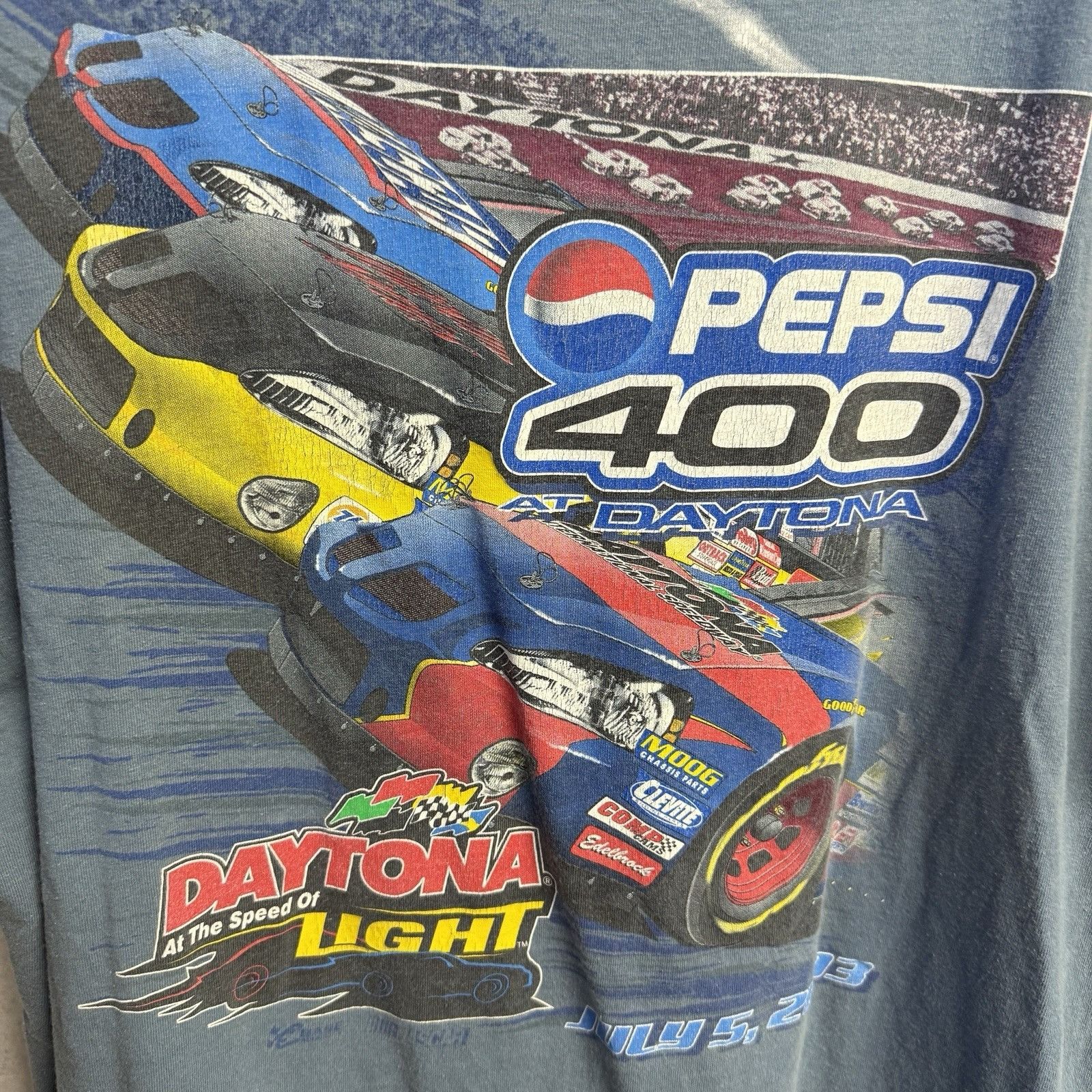 Chase Authentics Vintage Nascar Pepsi 400 T Shirt Mens XXL 27x29.5 Blue Short Size US XXL / EU 58 / 5 - 7 Thumbnail