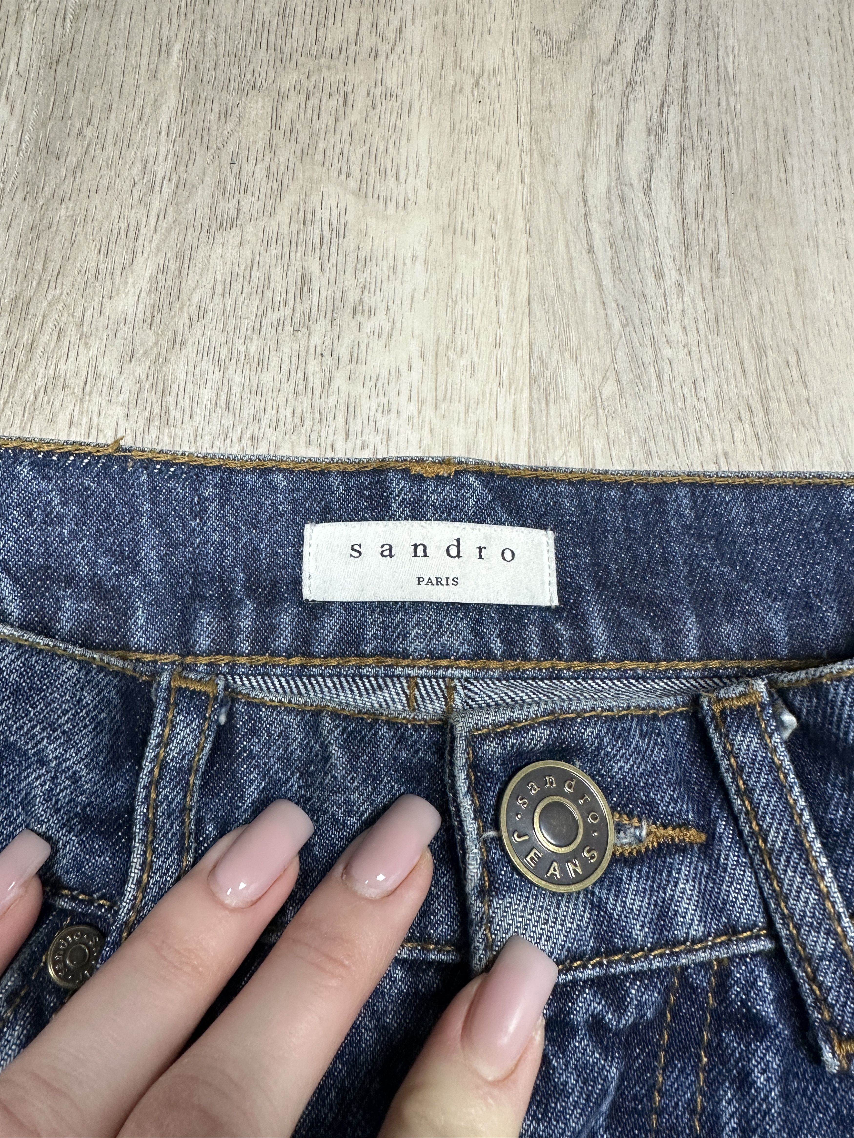 Sandro Sandro Paris Womens Wide Leg High Waist Denim Pants Jeans Size 25" / US 0 / IT 36 - 4 Thumbnail