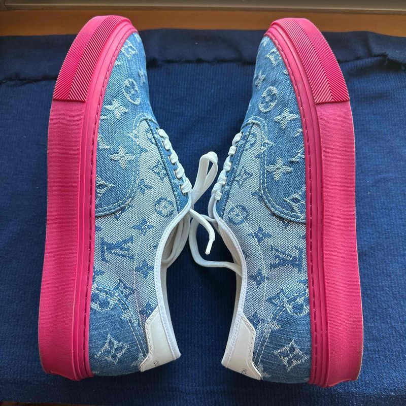 Louis Vuitton Louis Vuitton Denim Lace-Up Low-Top Sneakers -2508 Size US 7.5 / EU 40-41 - 1 Thumbnail